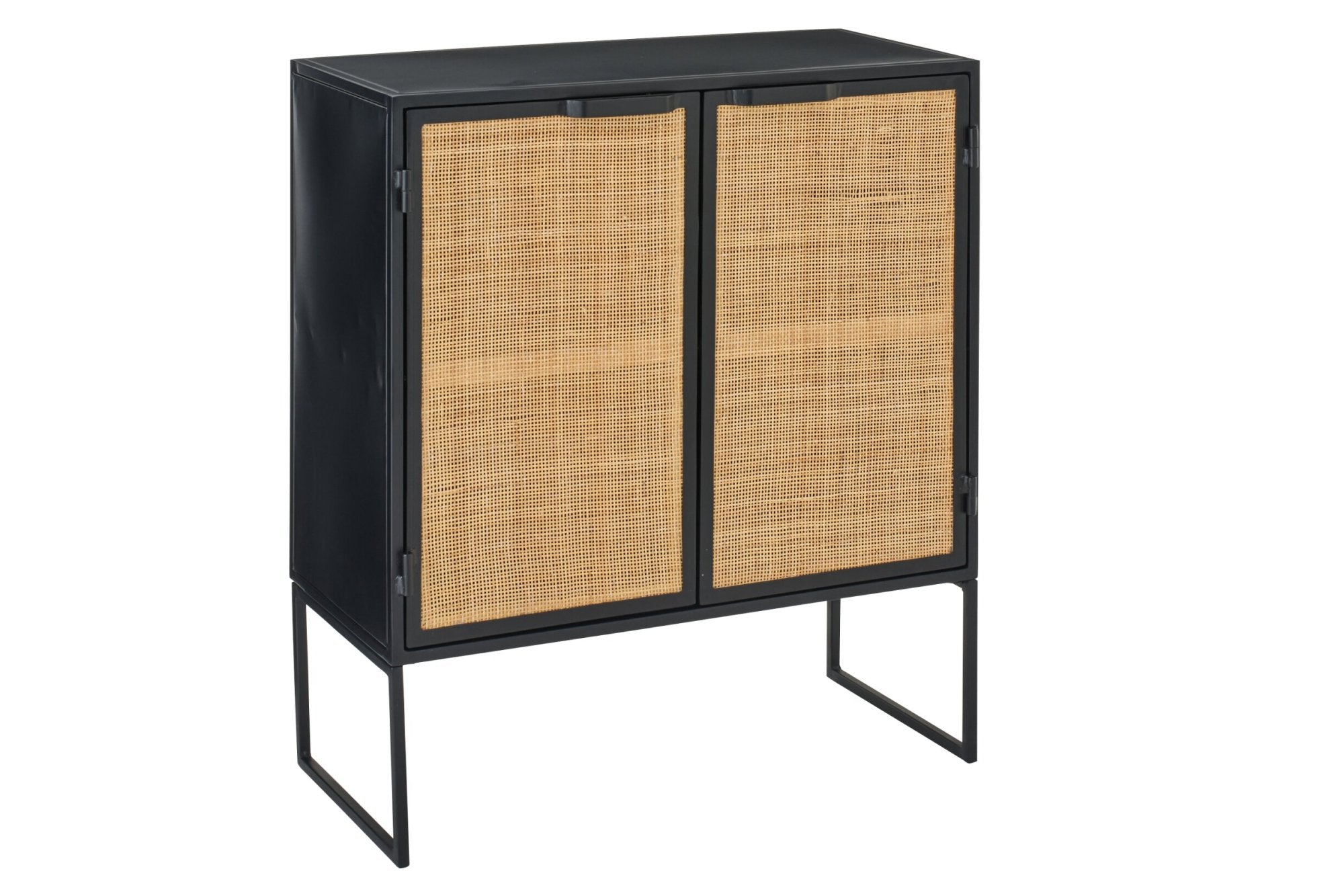 Kast met rotanpanelen – ijzer, zwart/naturel, 78,5x40x89 cm