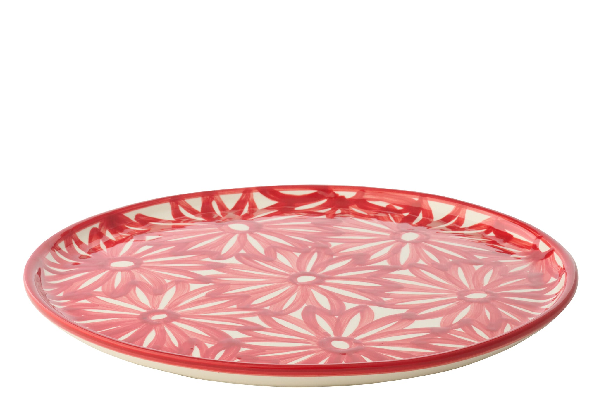 Plate Flowers Ceramic Red