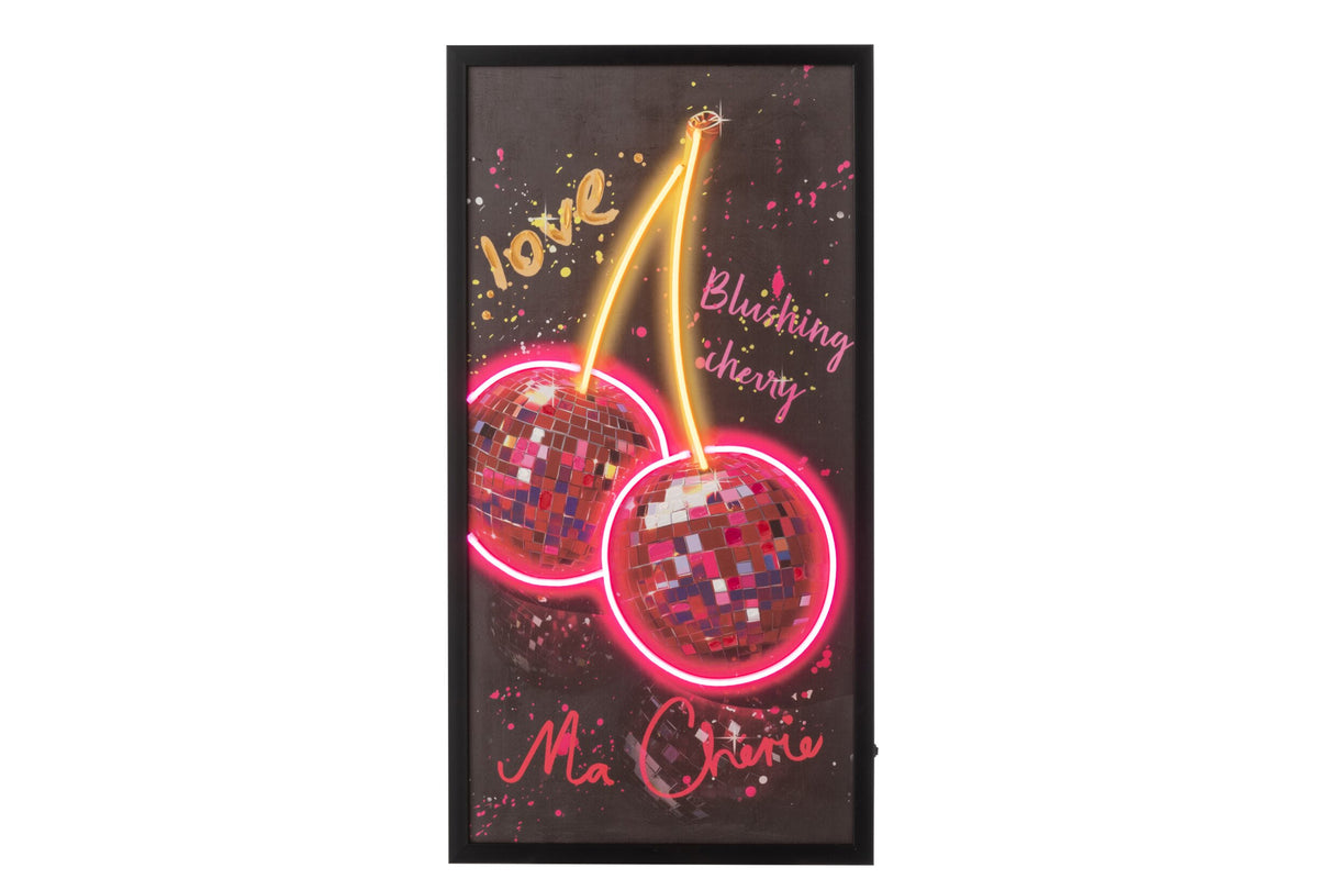 Gemälde Kirsche mit LED – Leinwand, mehrfarbig, 43x83 cm