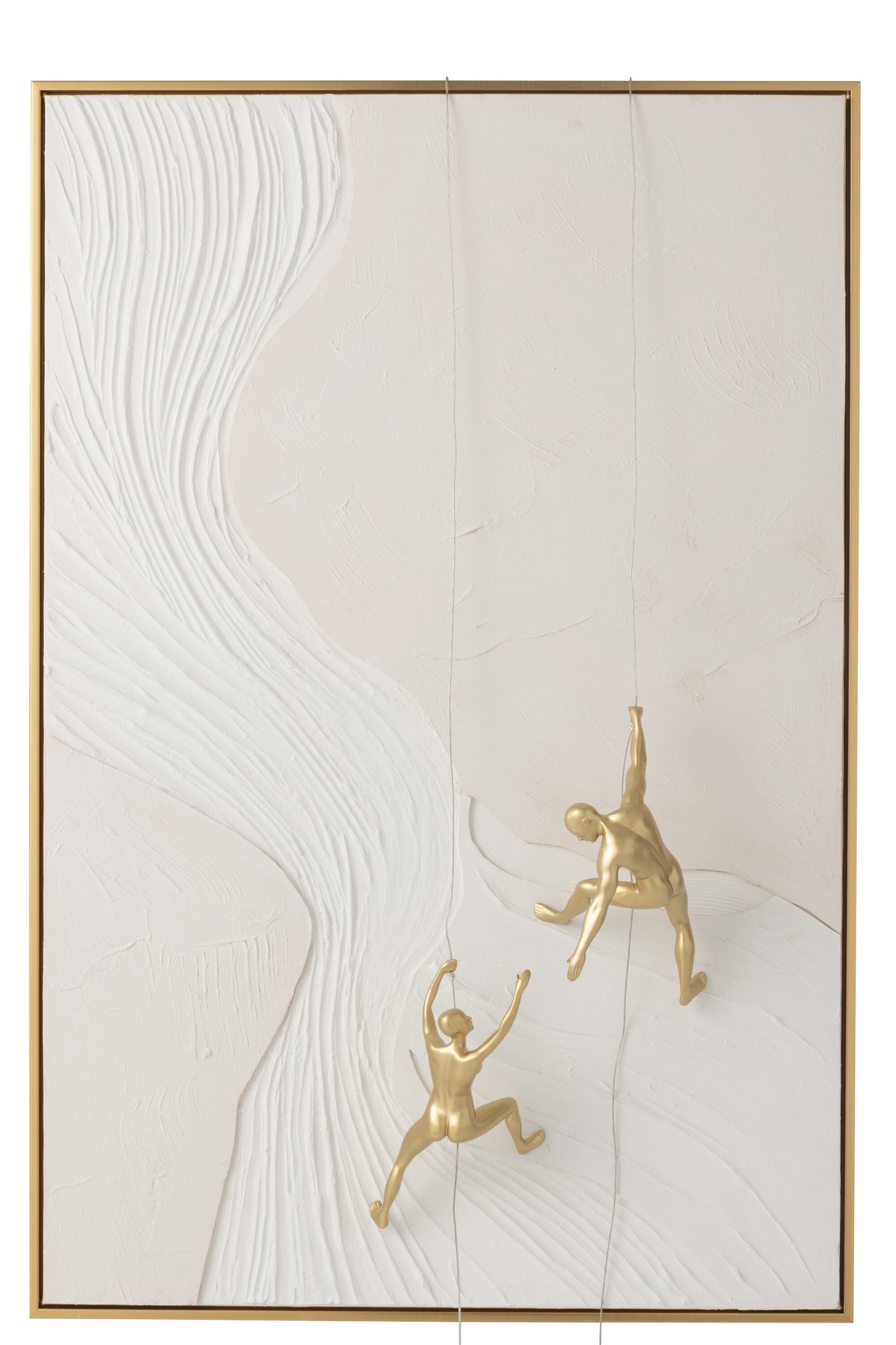 Painting Men Hanging Rectangle Acrylic White/Gold Colored