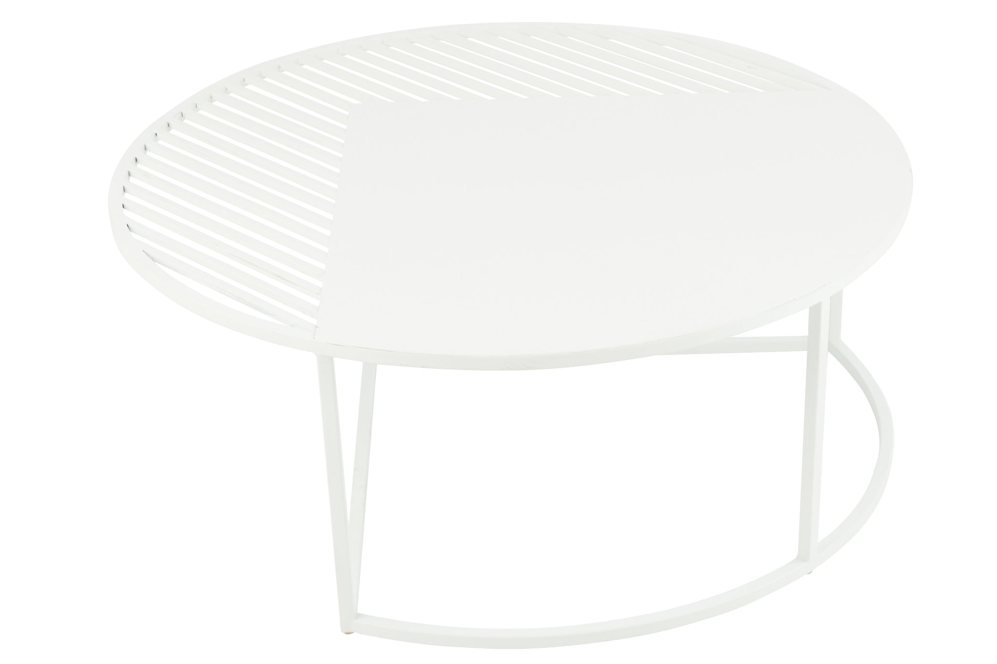 Side Table Outdoor Round Metal White