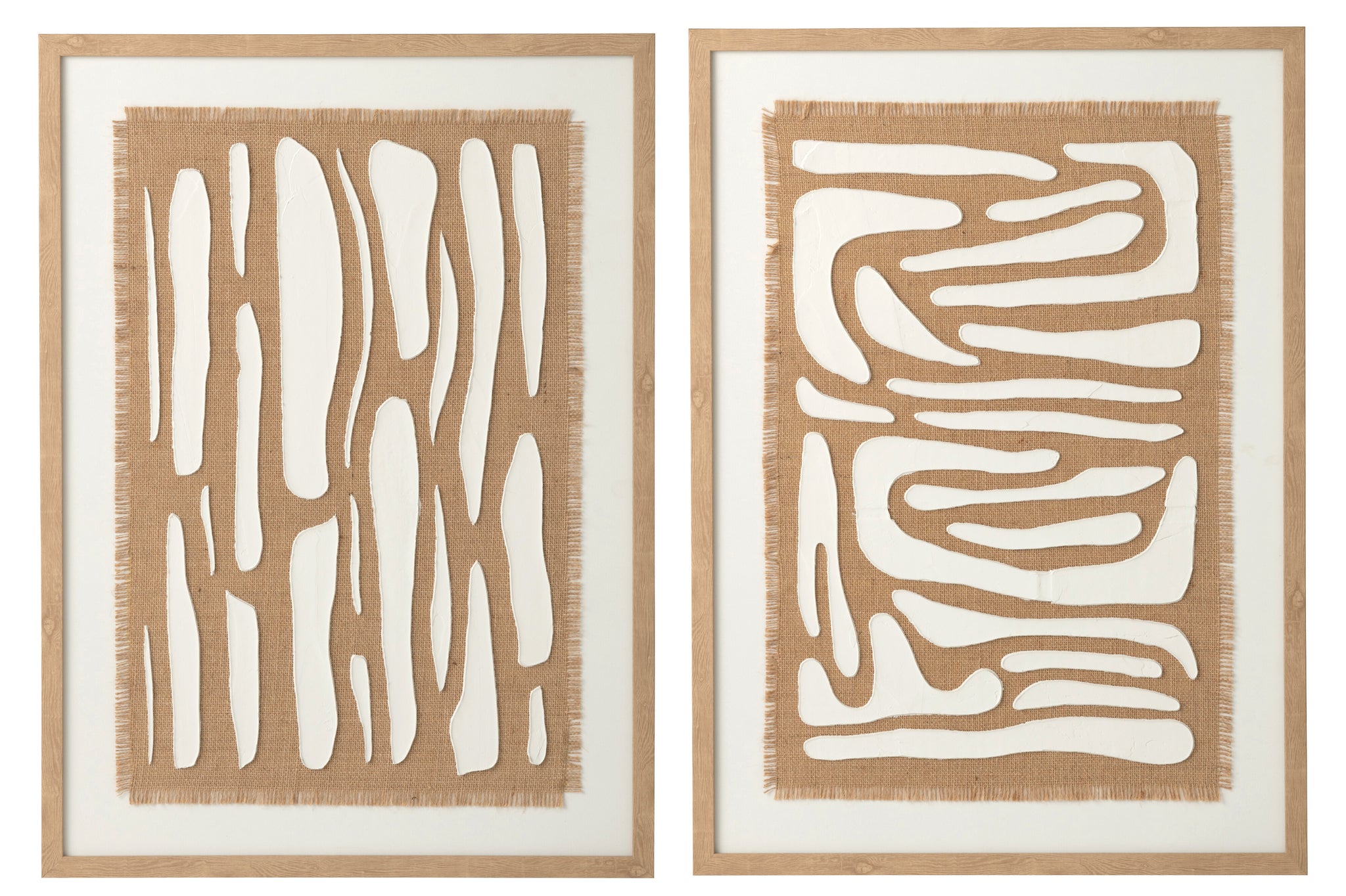 Painting Striped Mdf White/Natural Assortment Of 2