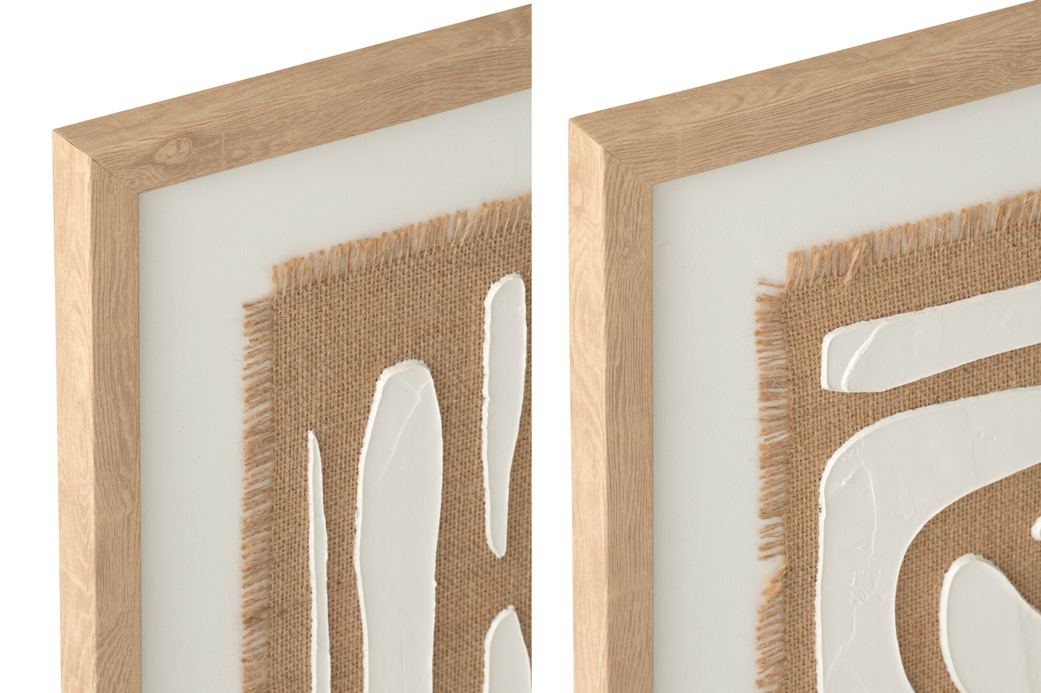 Painting Striped Mdf White/Natural Assortment Of 2