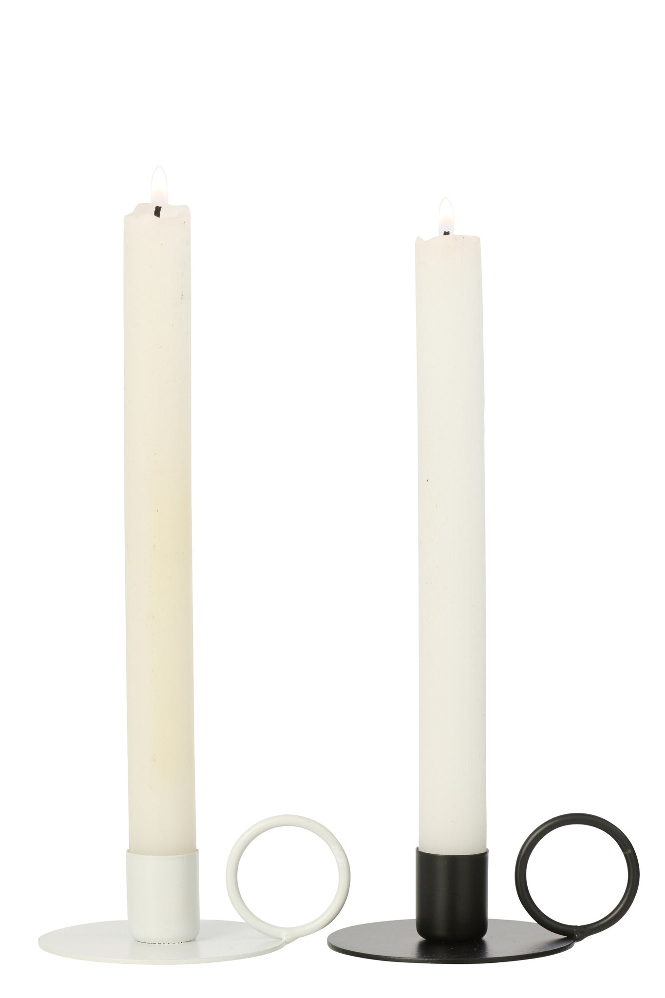 Candlestick Iron Black/White Small Assortment Of 2