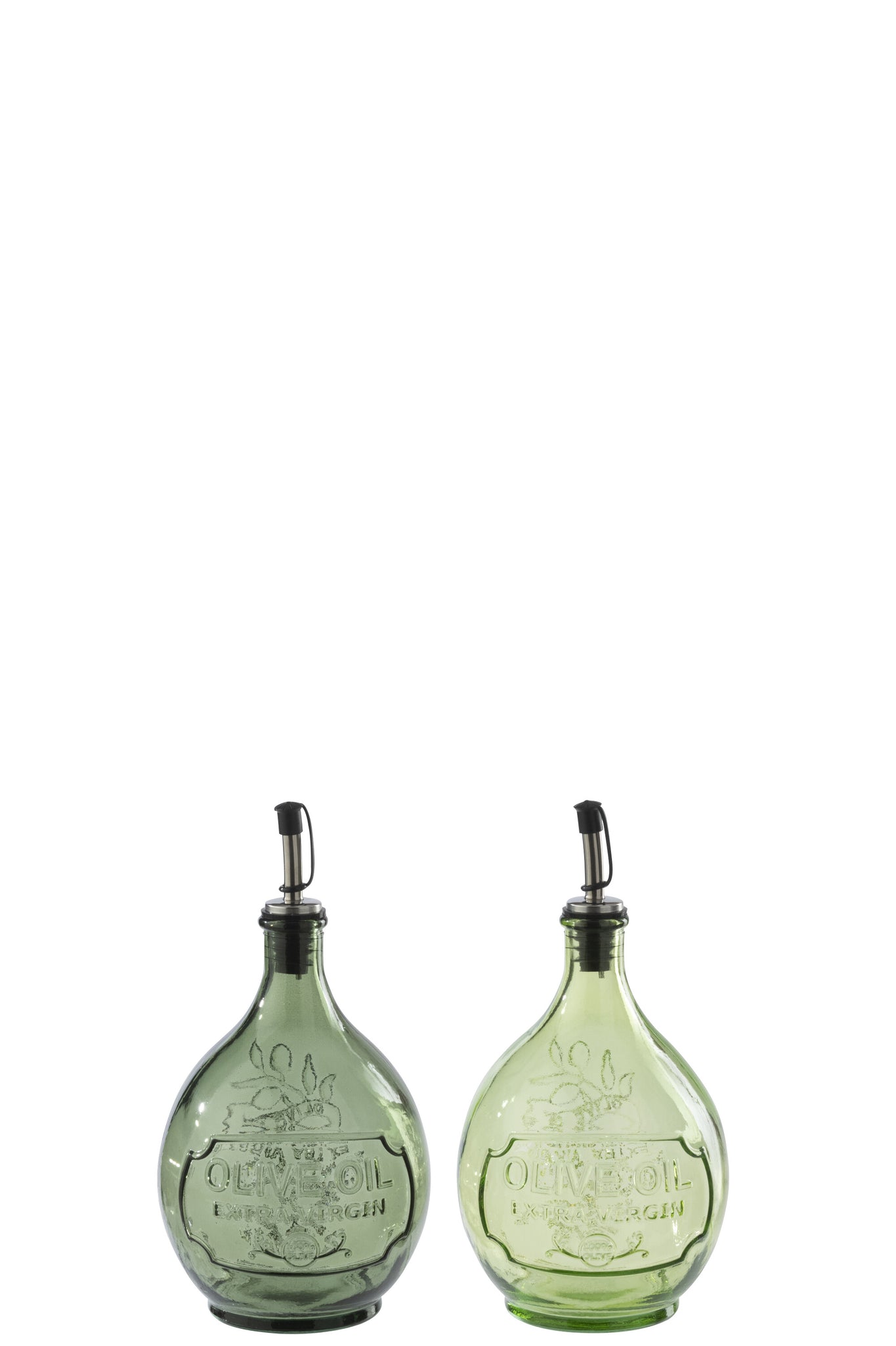 Bottle Round Glass Olive/Light Green Assortment Of 2