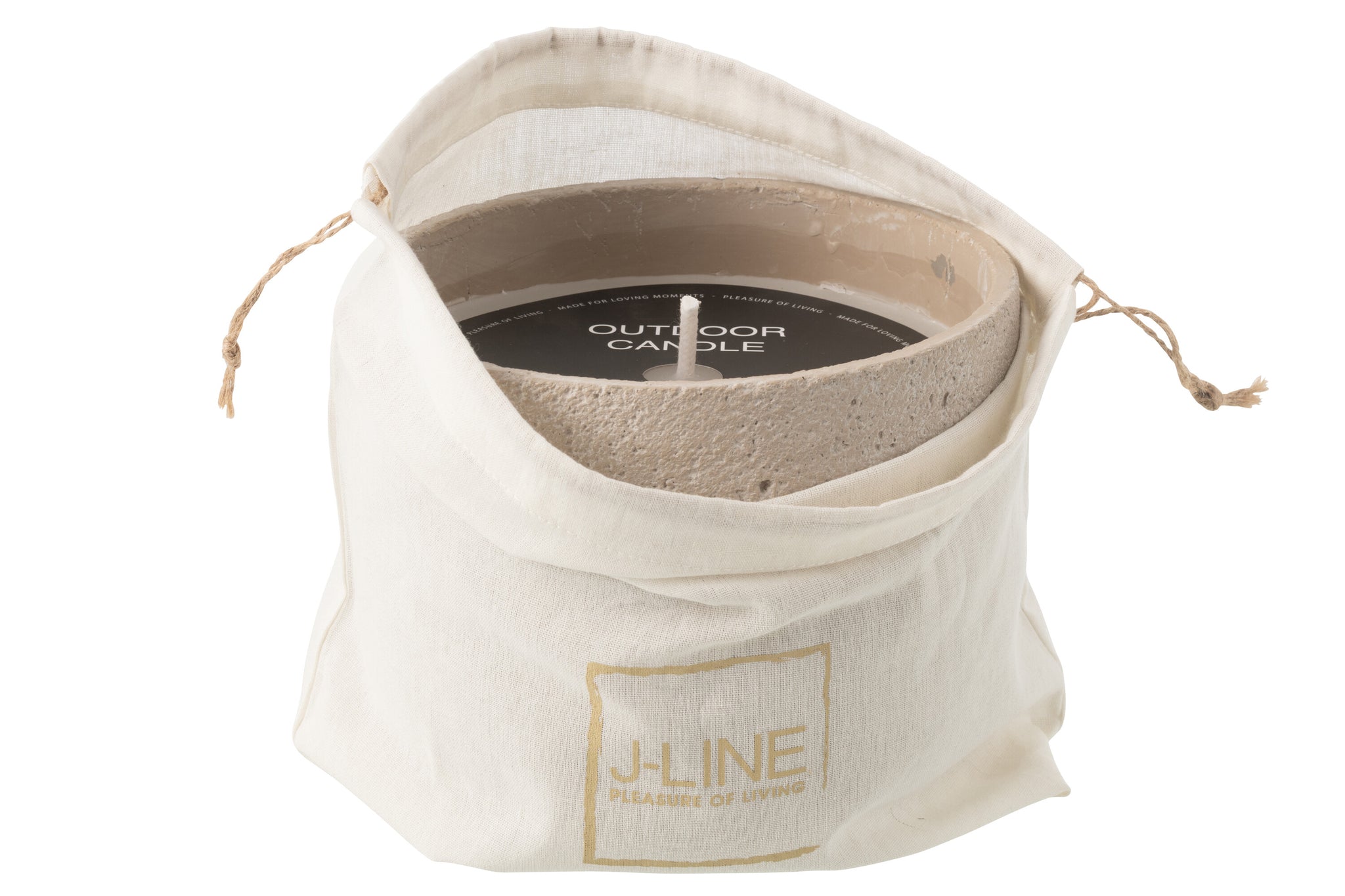 Outdoor Candle 47H Round Paraffin Light Beige Large