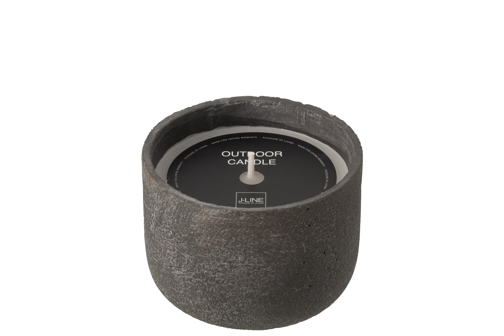Outdoor Candle 31H Round Paraffin Dark Grey Medium