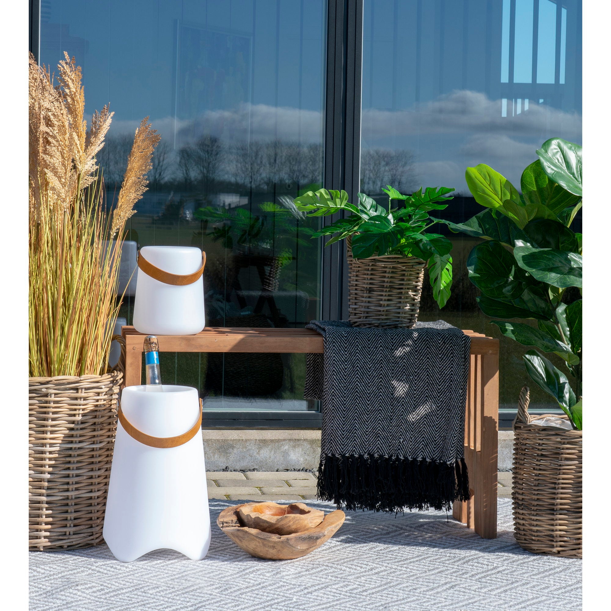 Bristol LED Wine cooler - Wine cooler with strap, rechargeable, white