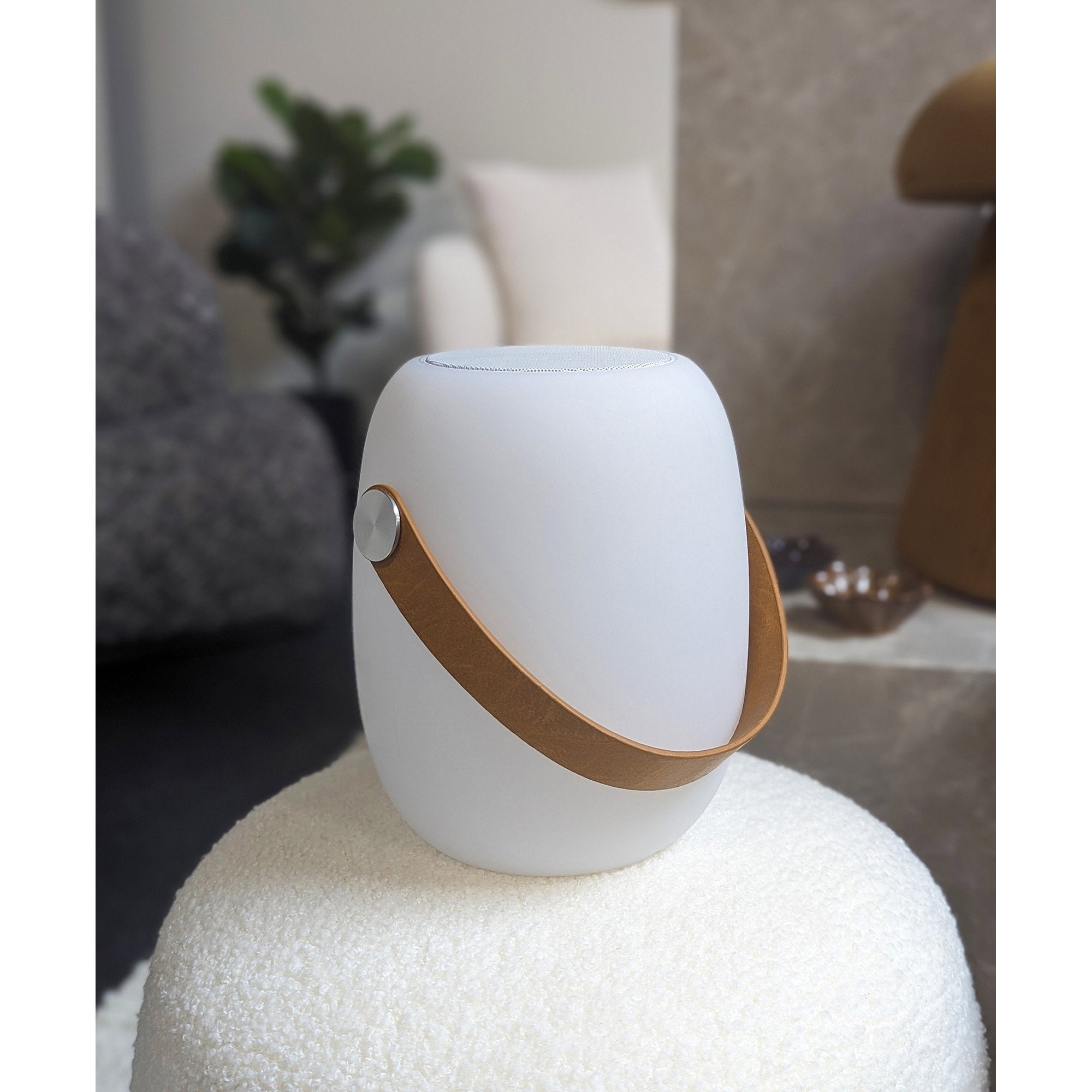 Cardiff LED Lampe – Lampe mit Gurt, Bluetooth-Lautsprecher, wiederaufladbar, weiß