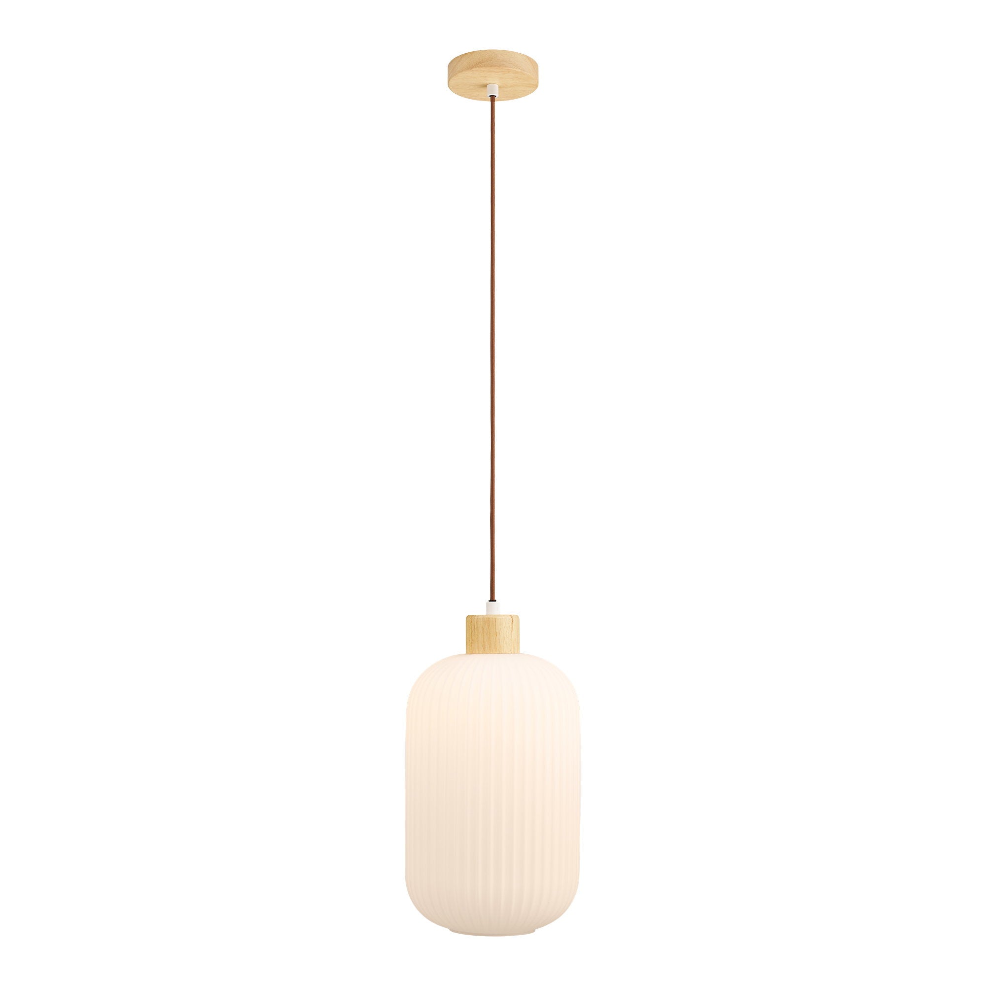 Argalo Pendant - Pendant, glass/wood, white ø20 cm