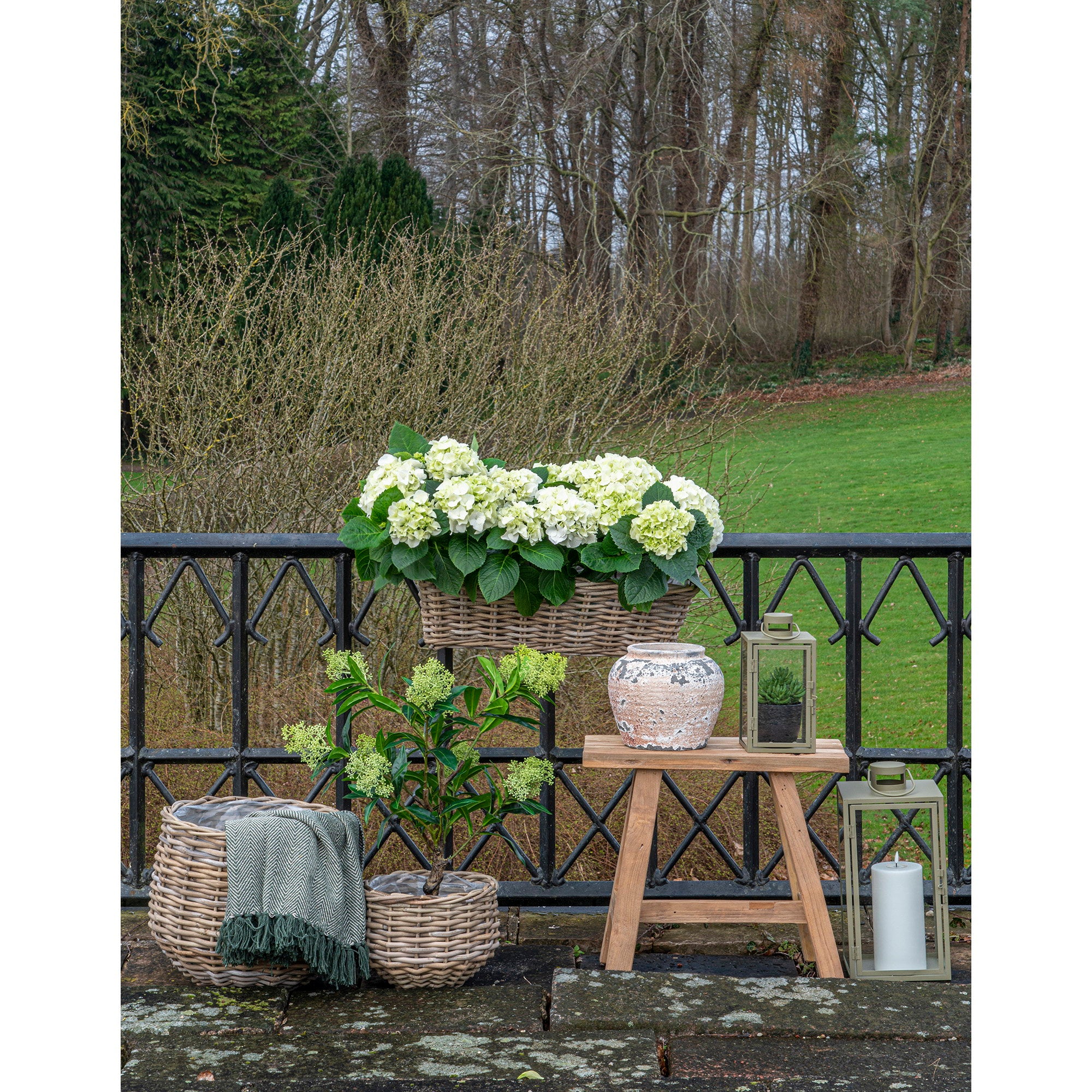 Corfu Lanterns - Lanterns, metal/glass, green, set of 2