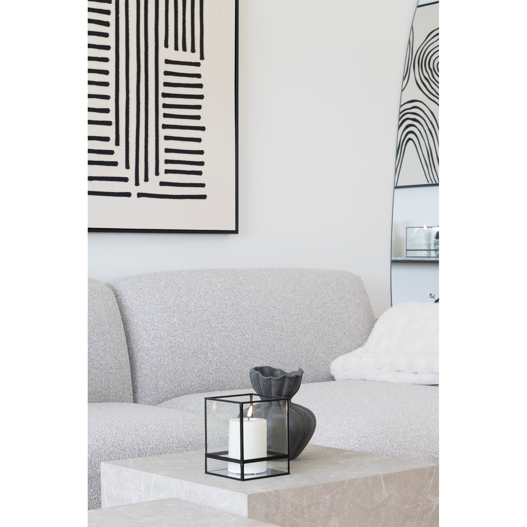 Hurricane Candle Holder - Candle Holder, metal/glass, black 12x15 cm.