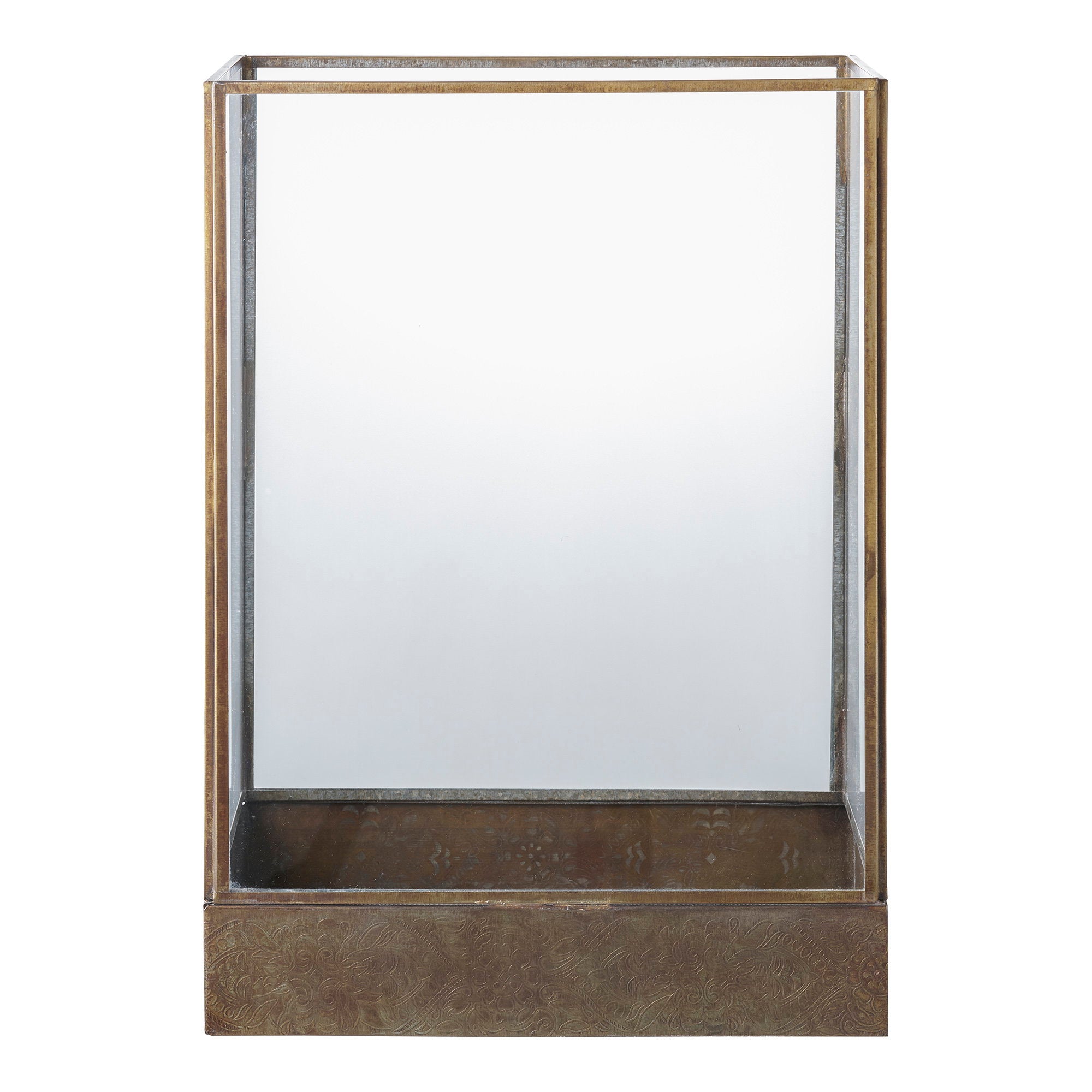 Manali Laterne – Metall/Glas, Antikmessing, 25×15×36,5 cm