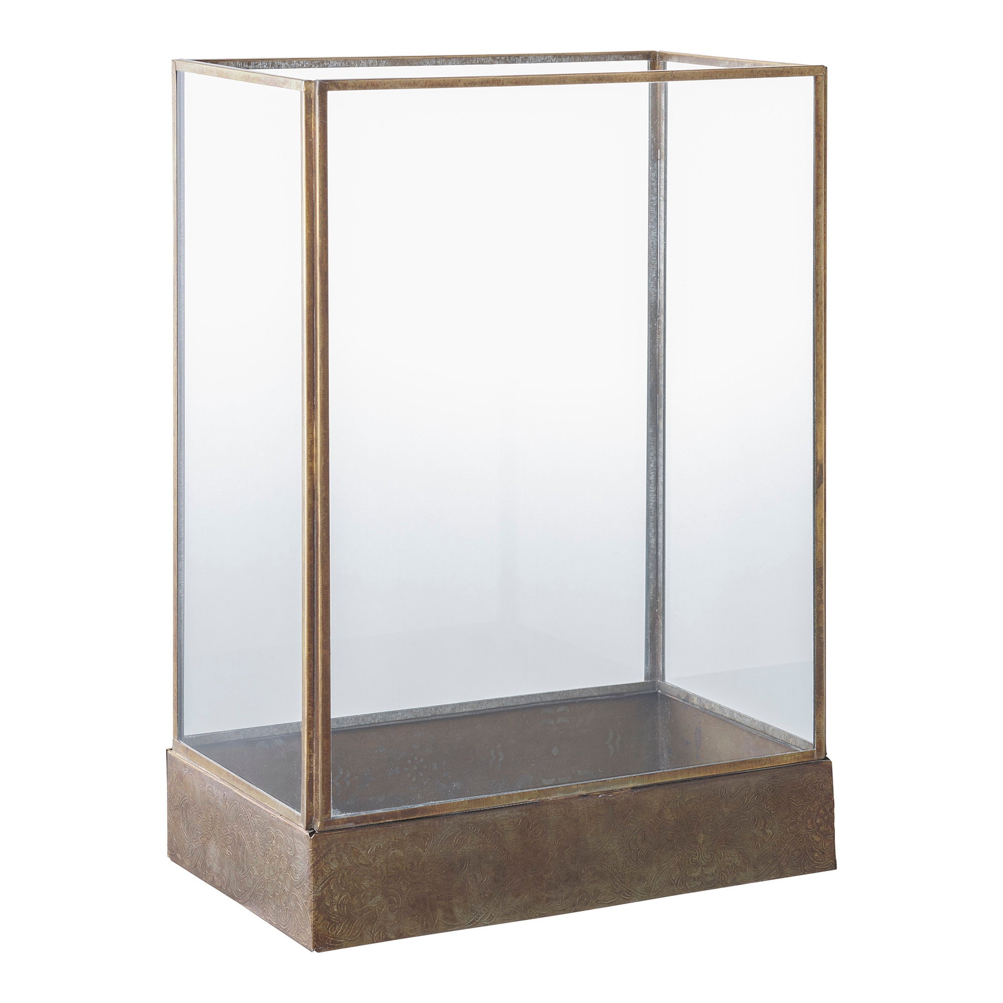 Manali Laterne – Metall/Glas, Antikmessing, 25×15×36,5 cm