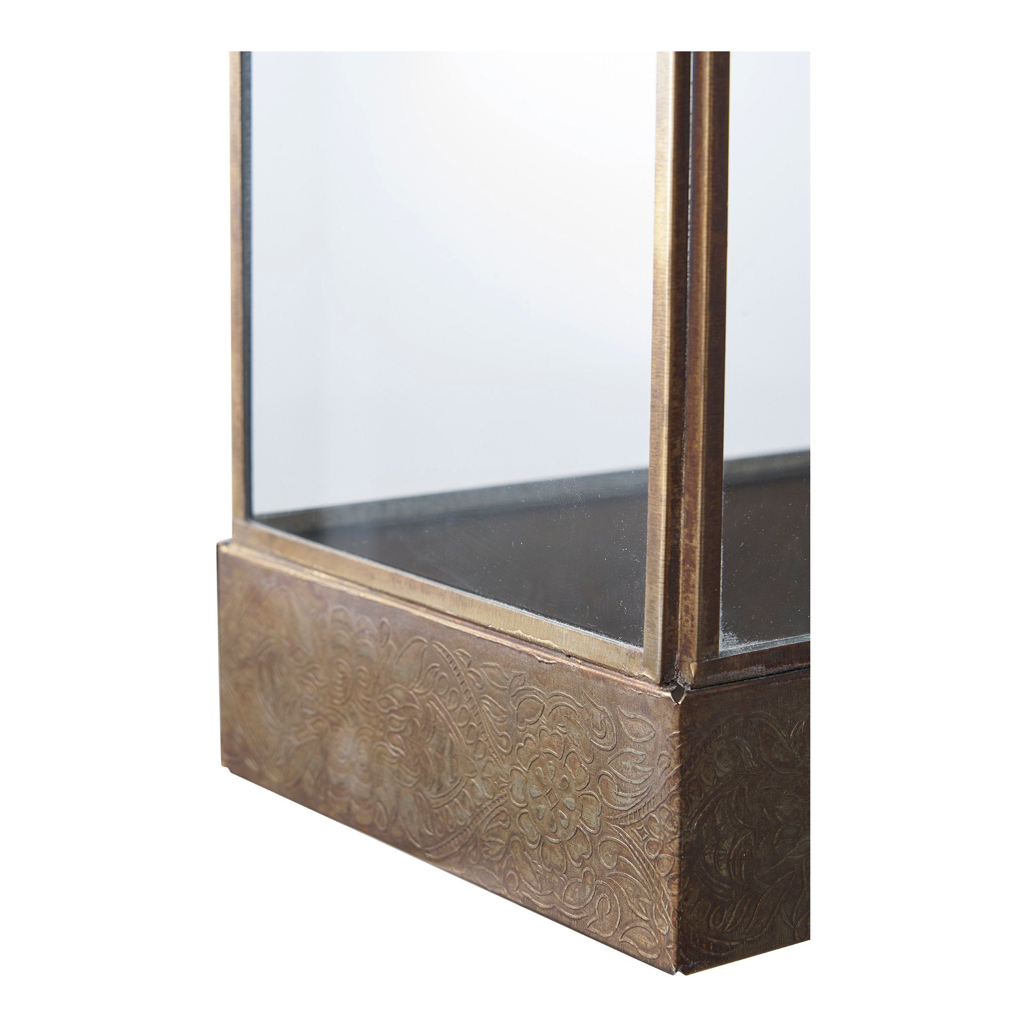 Manali Laterne – Metall/Glas, Antikmessing, 25×15×36,5 cm