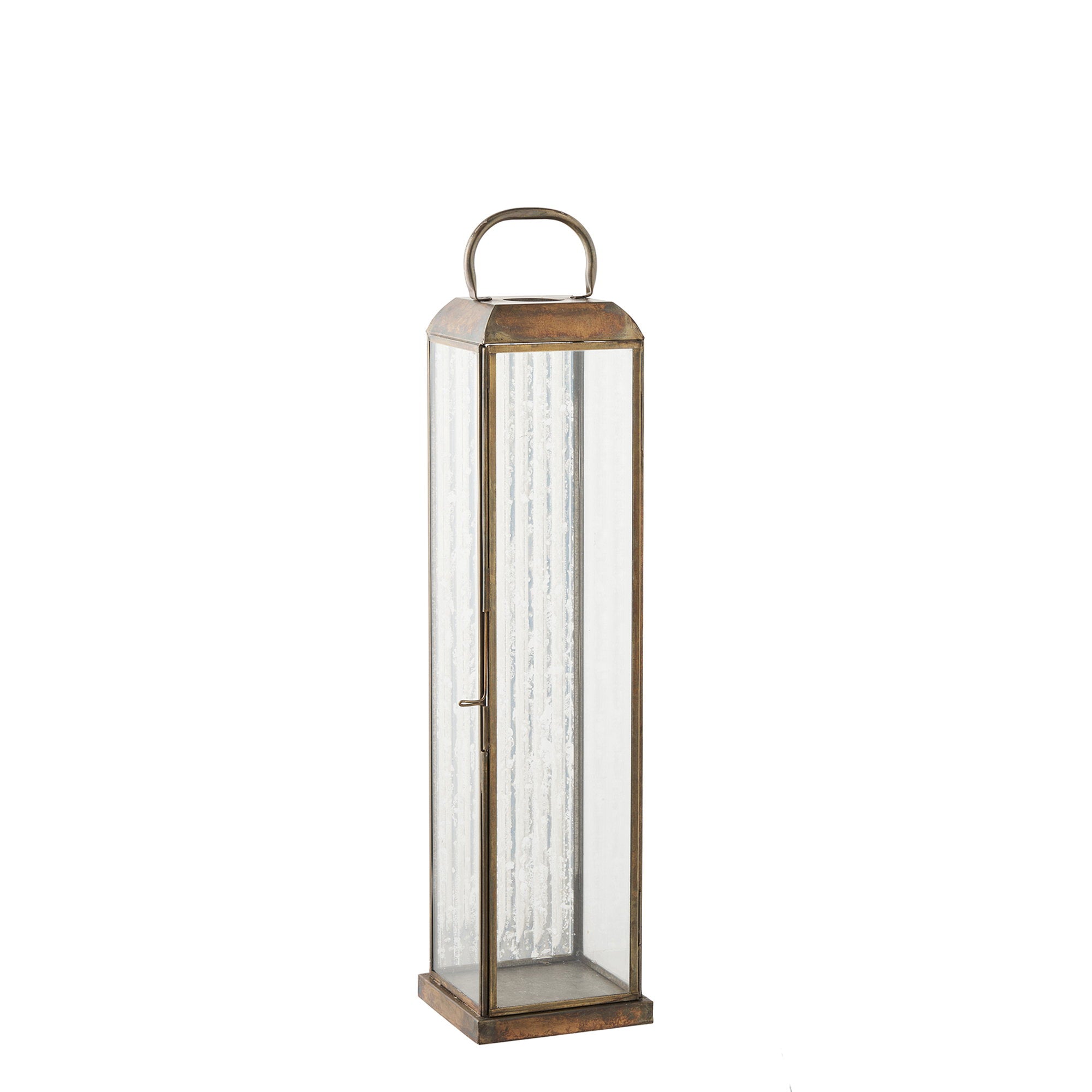 Herslev Laterne – Glas/Metall, Antikmessing-Optik, 12×12×49 cm