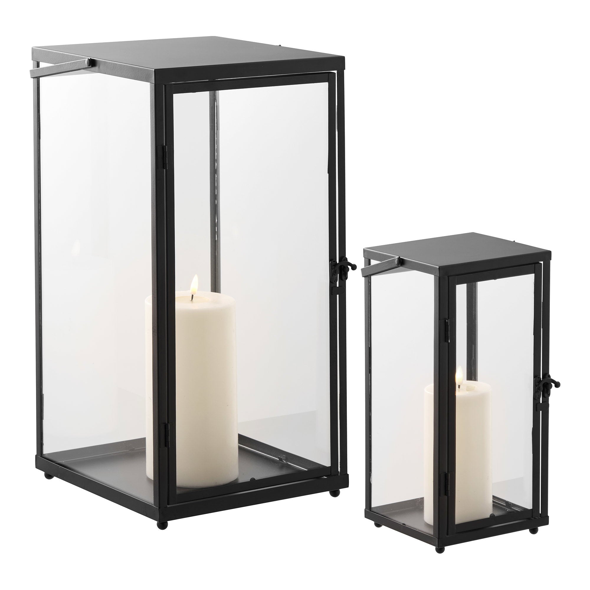 Ibra Laternen - Laternen, Metall/Glas, schwarz, 2er-Set