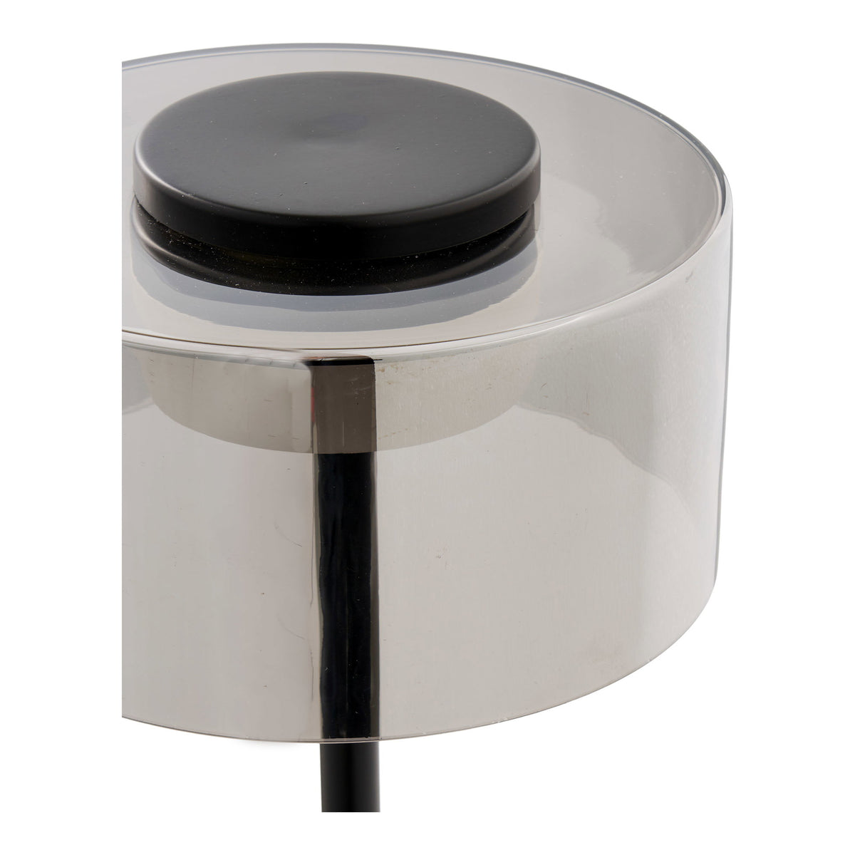 Tafellamp Cholet – staal en glas, zwart met helder glas, LED