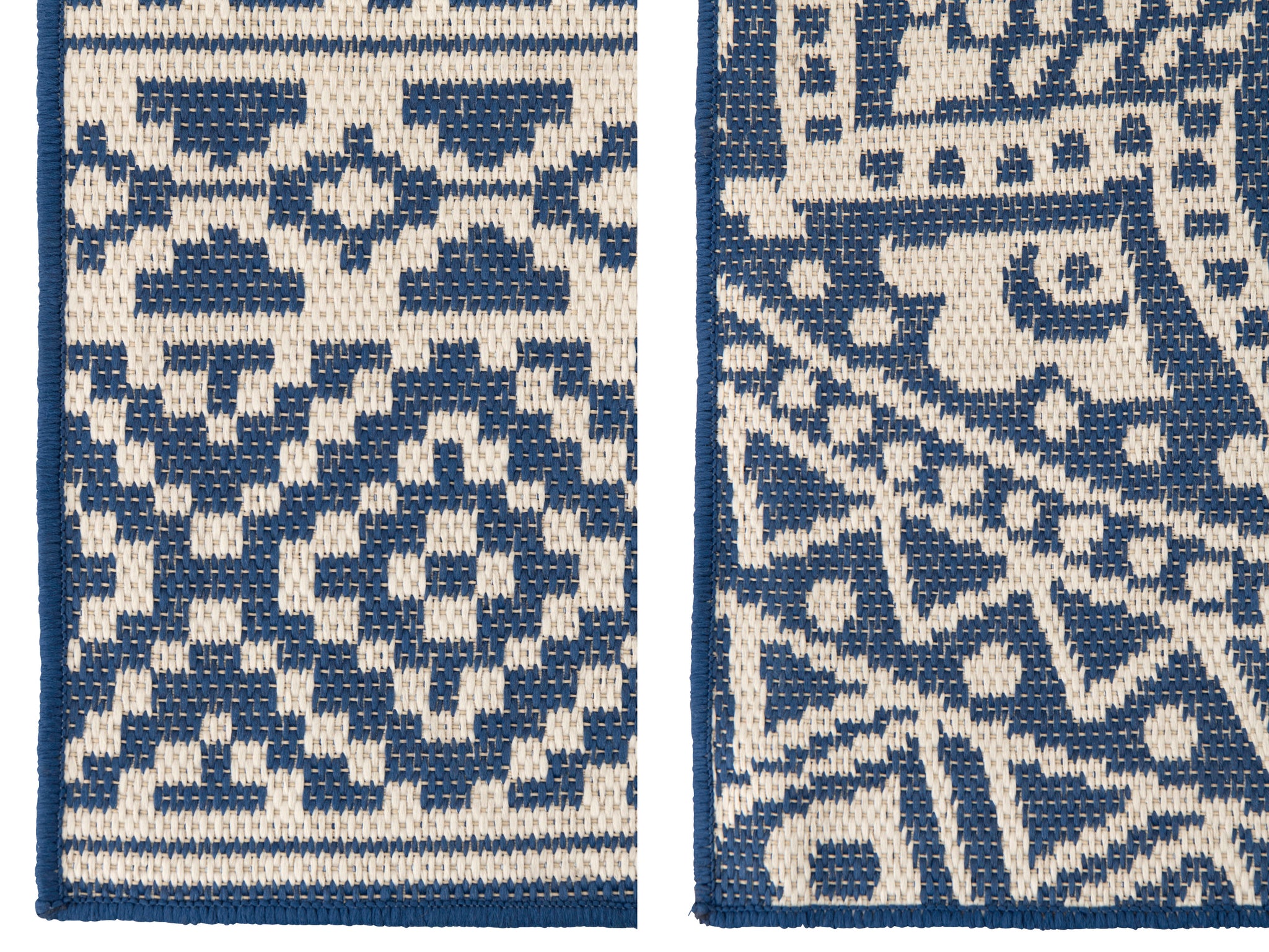 Rug Outdoor Mosaic Polypropylene Dark Blue/White Assortment Of 2