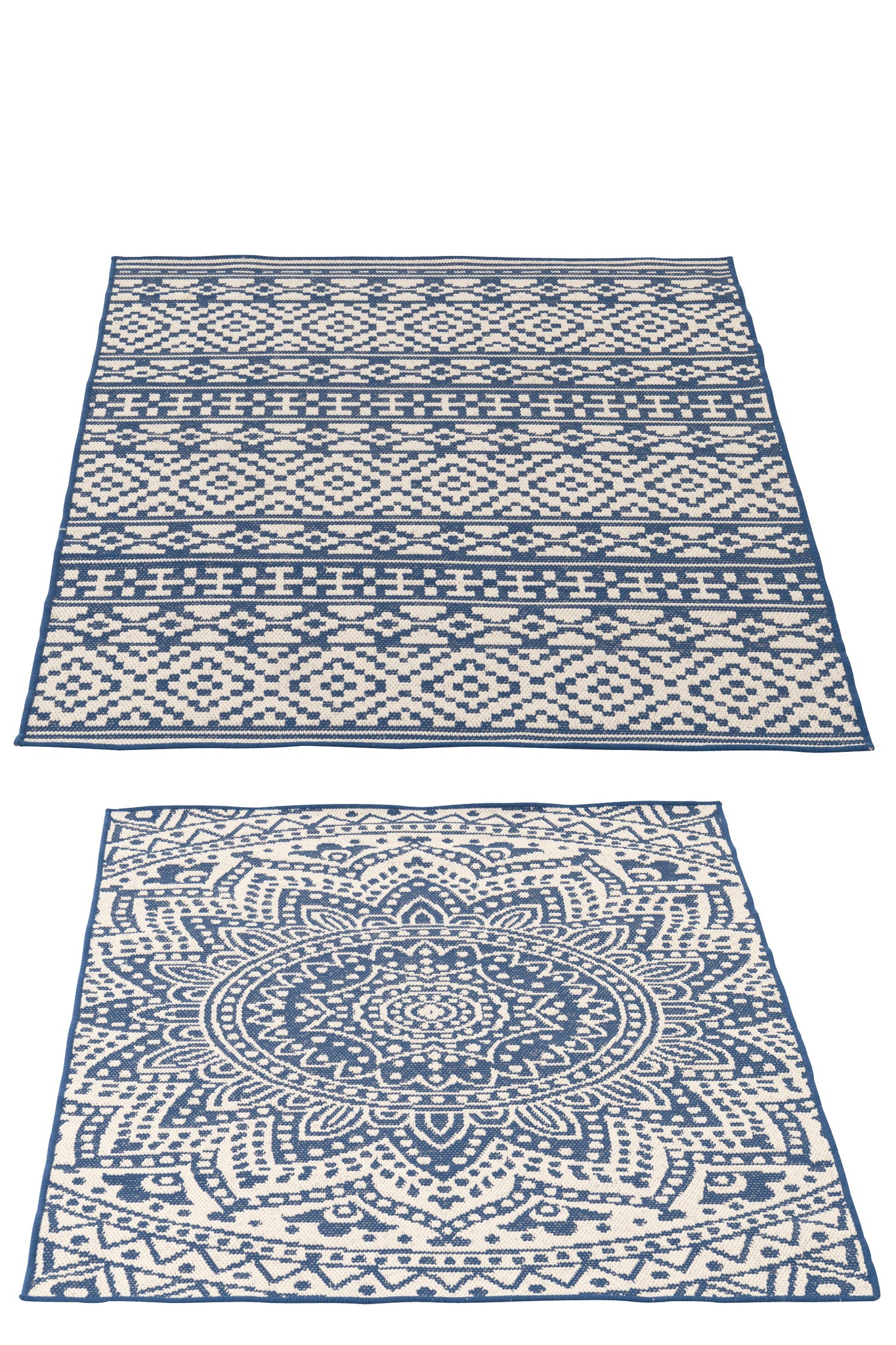 Rug Outdoor Mosaic Polypropylene Dark Blue/White Assortment Of 2