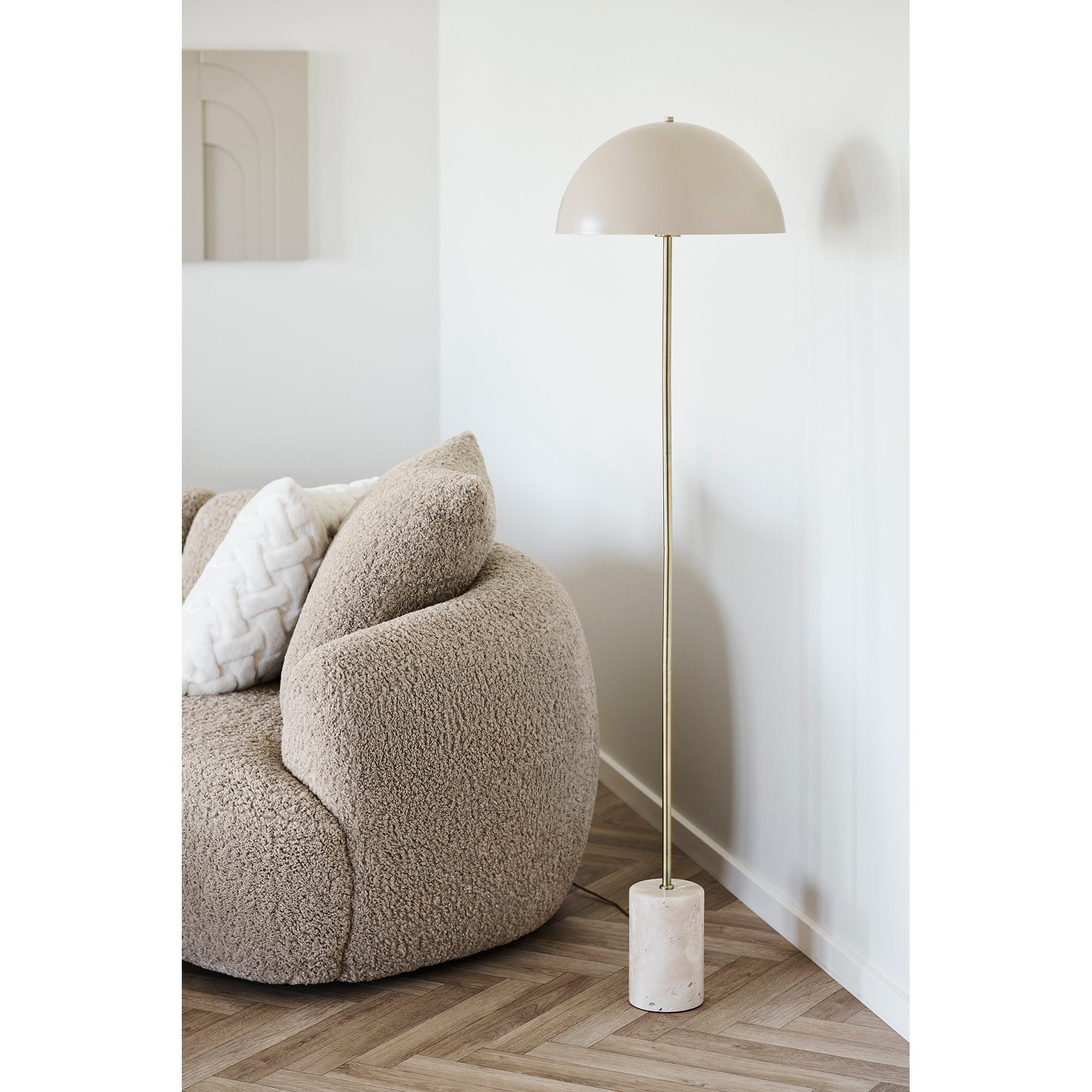 Sheffield Floor Lamp - Floor lamp, marble/metal, beige