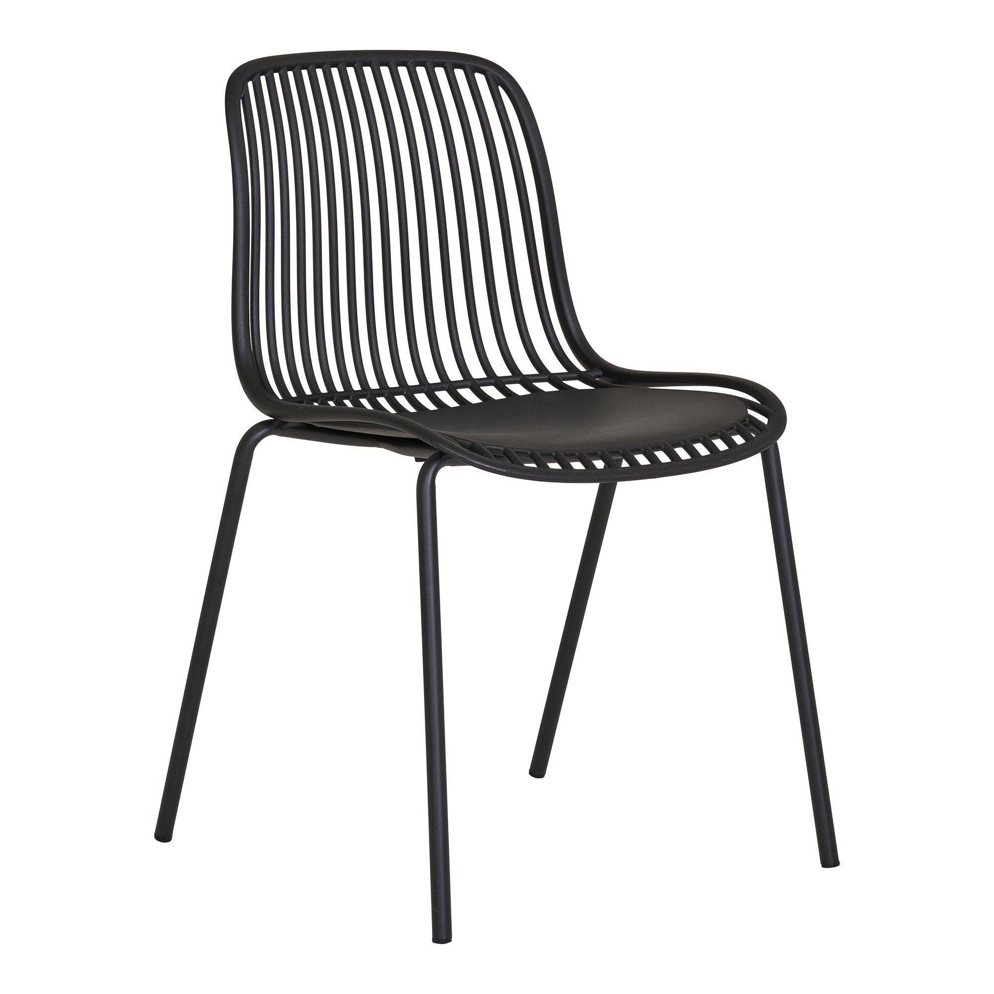 BRANSON DINING CHAIR STACKABLE ZWART (SET VAN 4)