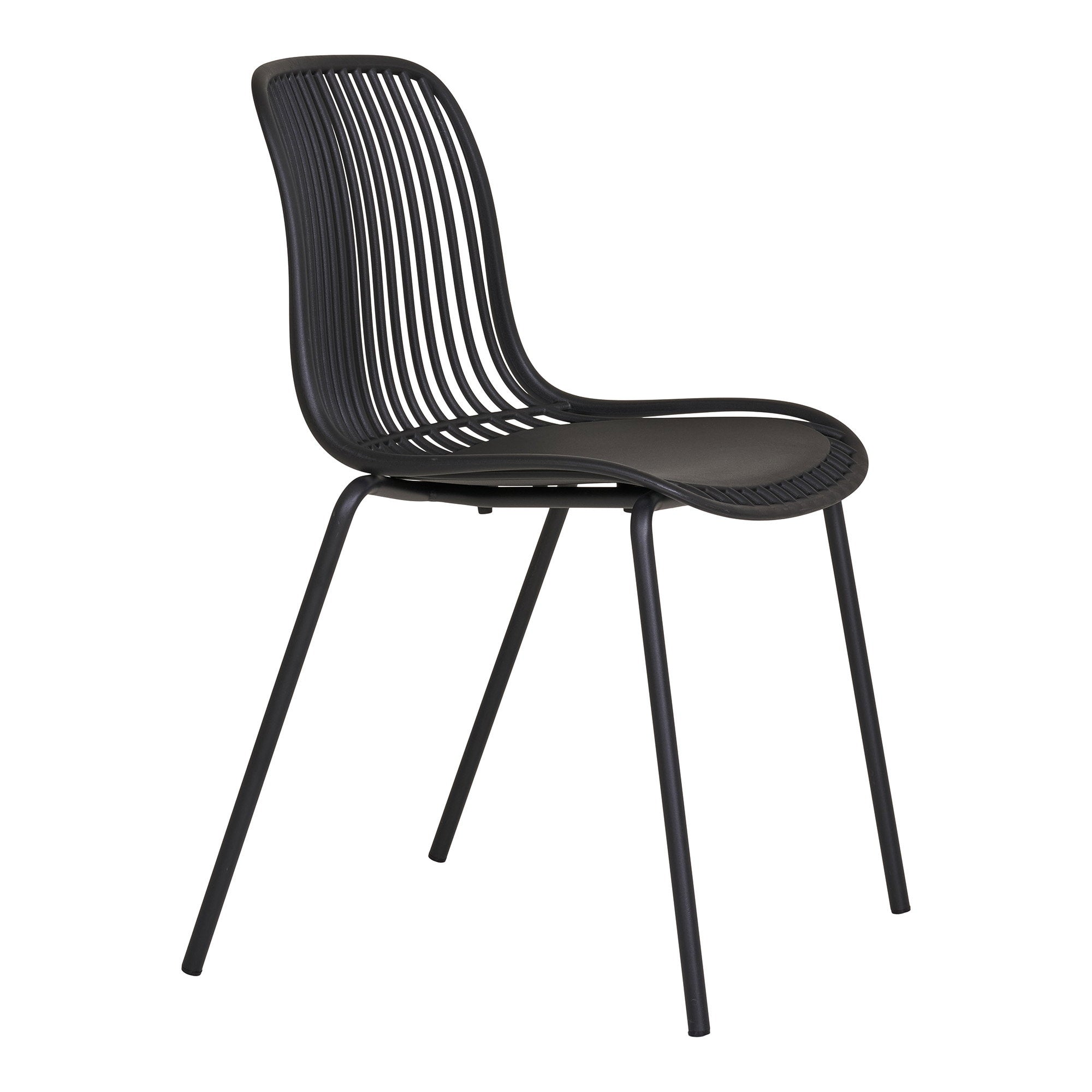 BRANSON DINING CHAIR STACKABLE ZWART (SET VAN 4)