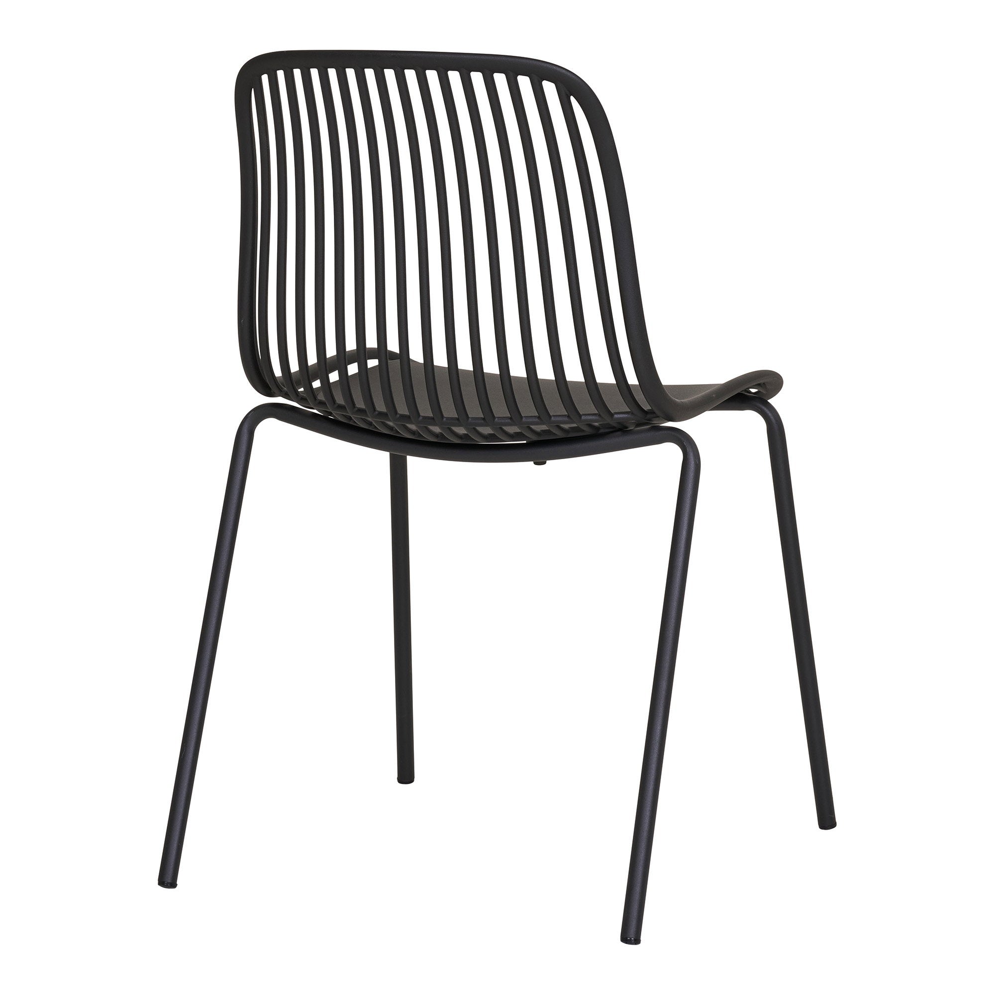 BRANSON DINING CHAIR STACKABLE ZWART (SET VAN 4)
