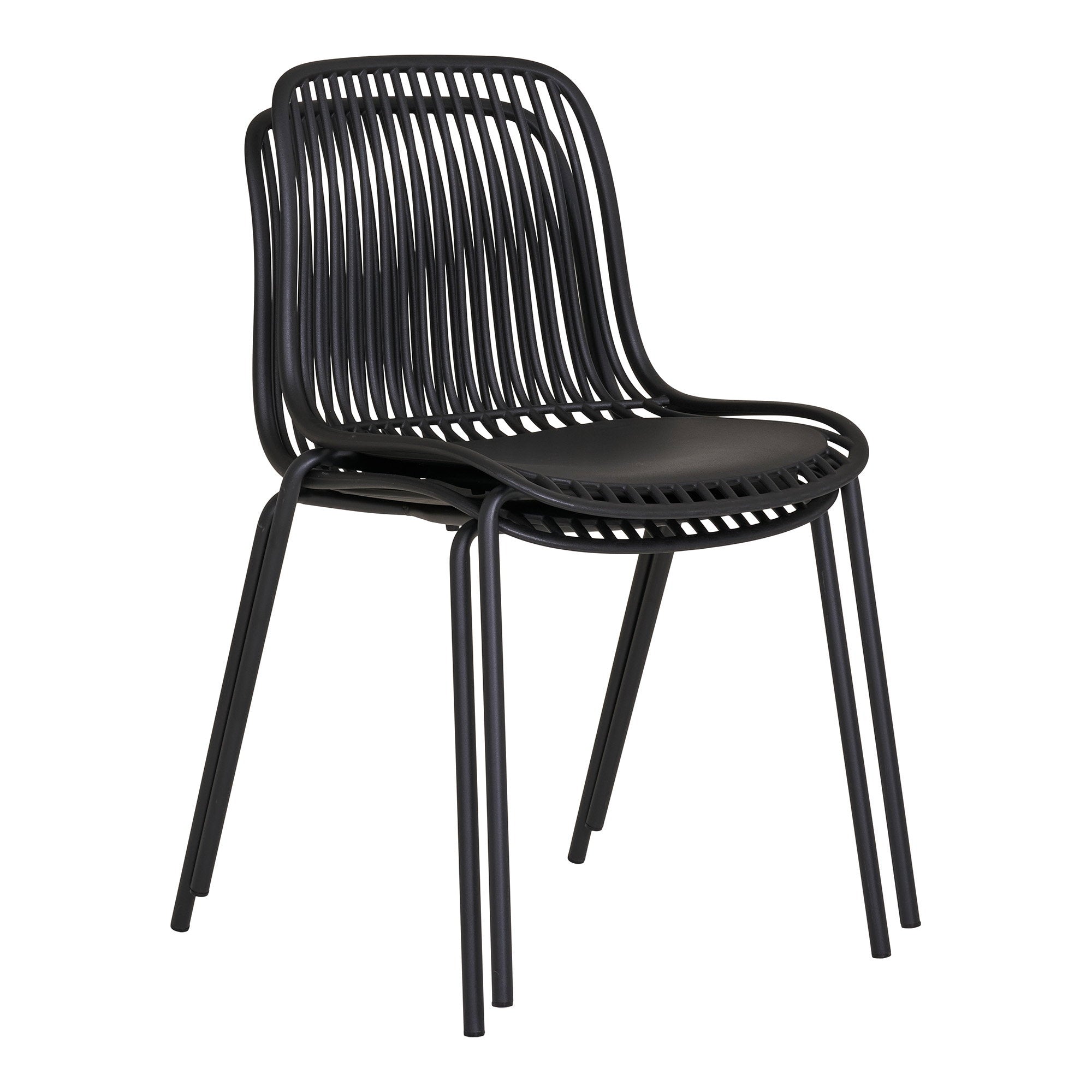 BRANSON DINING CHAIR STACKABLE ZWART (SET VAN 4)
