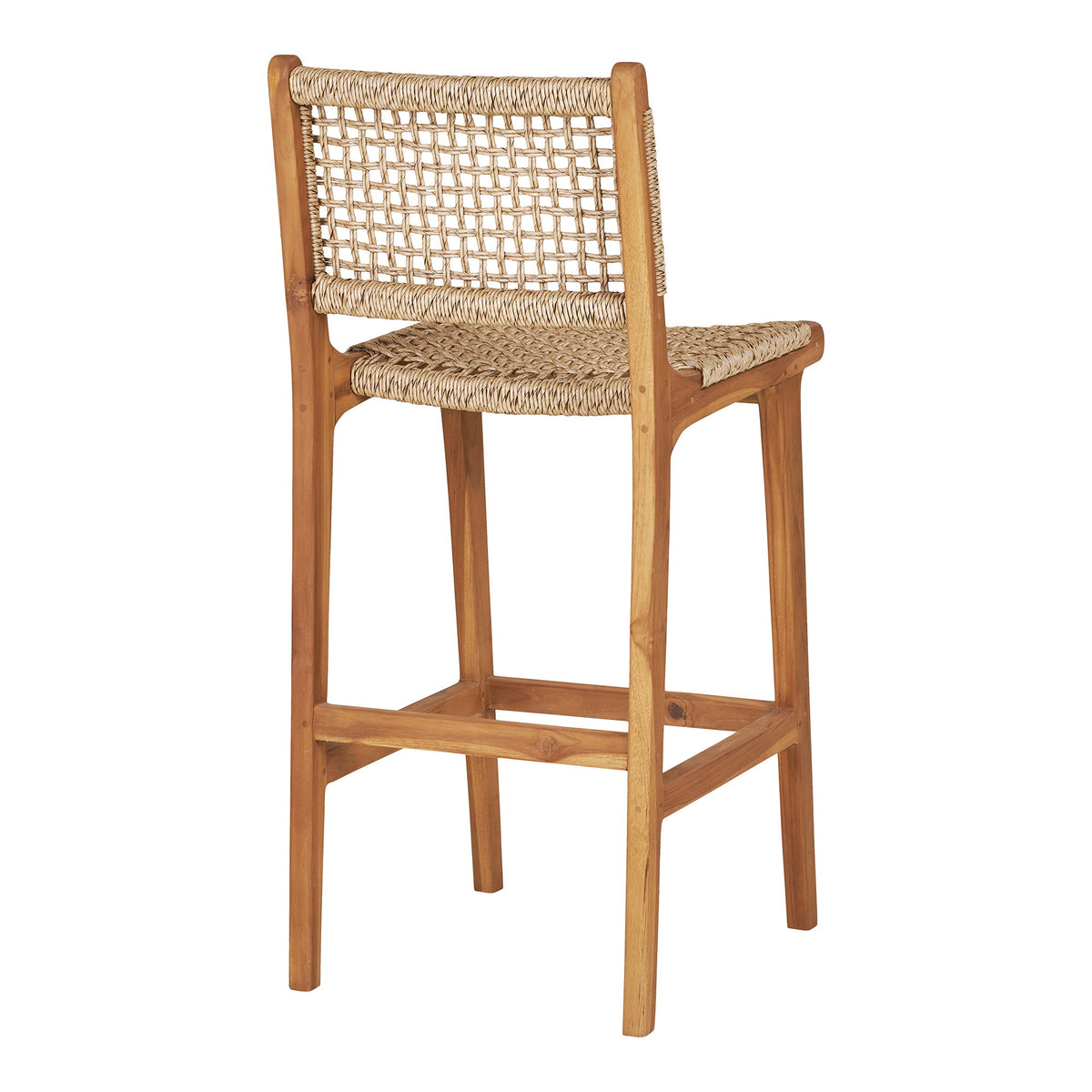 Barkruk Derby – teakhout en PE-rattan, naturel, 45x50x94 cm