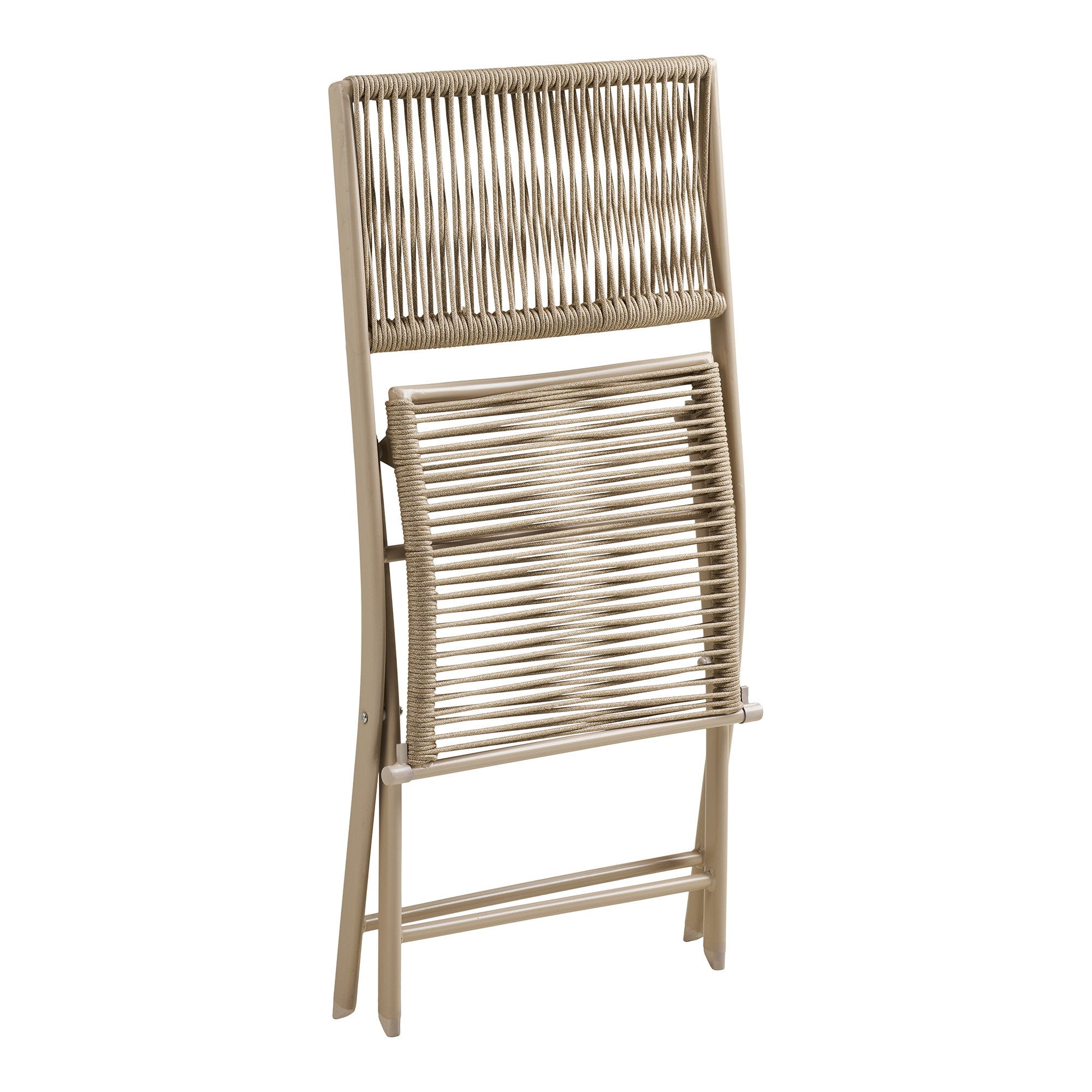 Arcas bistro set van rope en staal in taupe met 2 stoelen en tafel