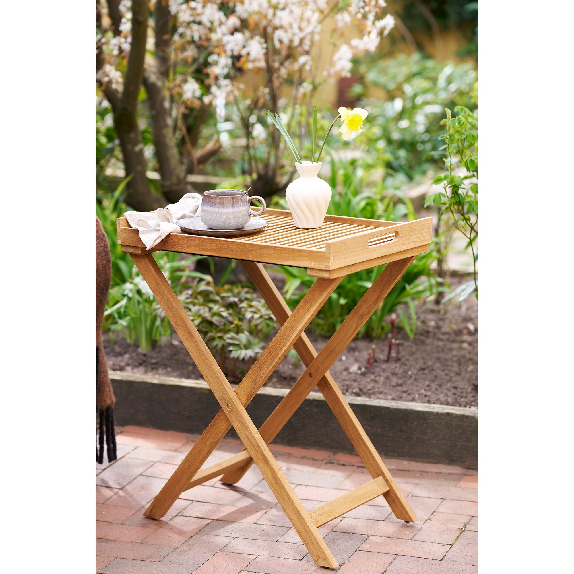 Ronda Tray Table - Tablett-Tisch, Teak, natur, 60x40x70 cm
