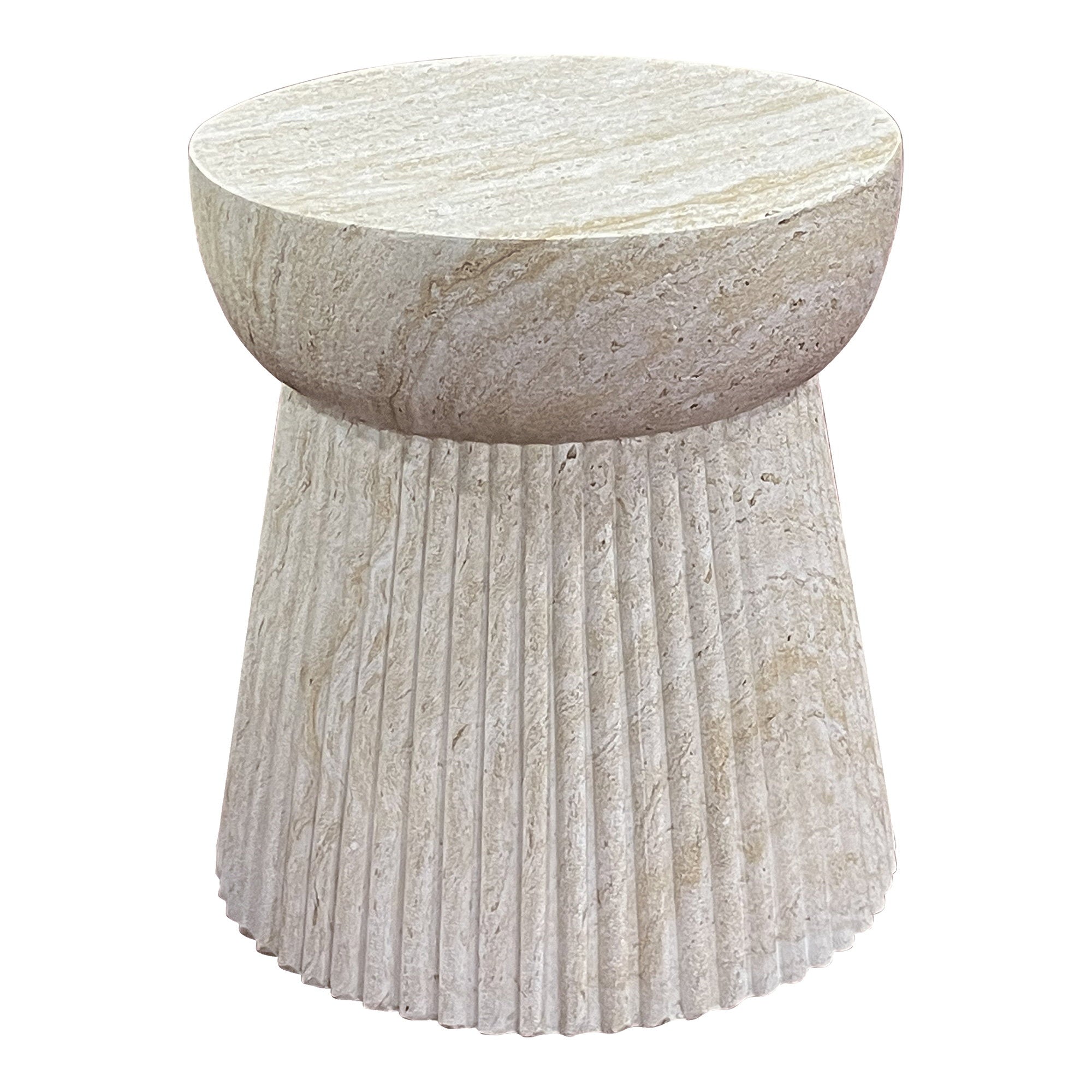 Bonn Side Table - Side table, fiberclay with fluted structure, natural ø37x43 cm