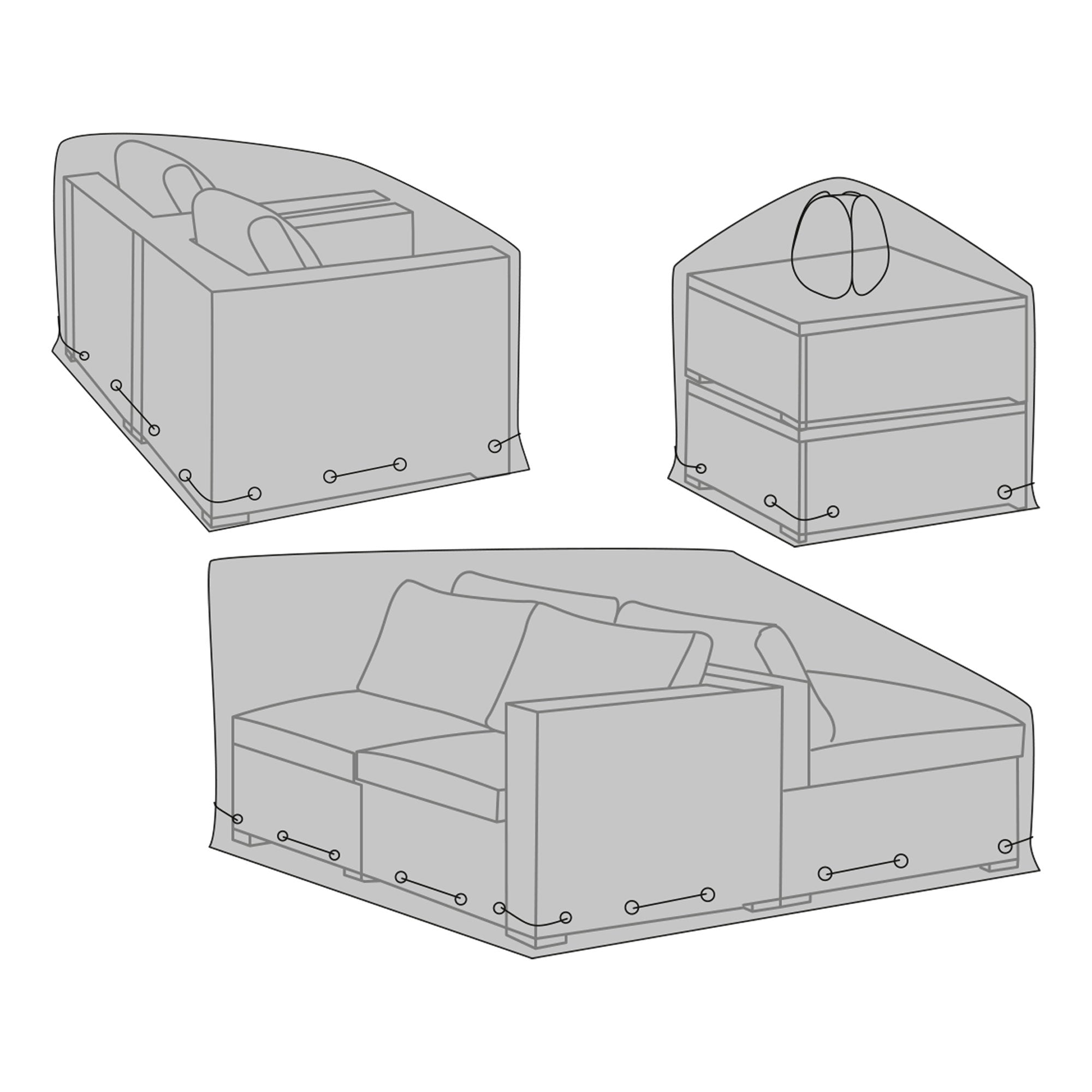 Luxury Cover - Luxury cover for modular set, 210g/m2 600D polyester PU coated, water resistant, black set of 3