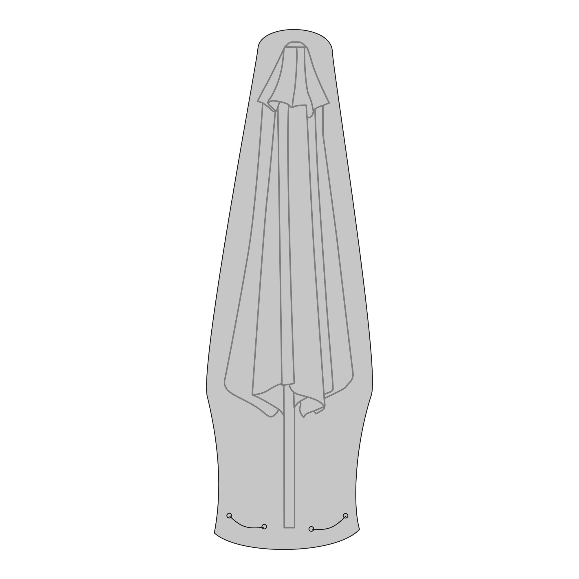 Luxury Cover - Luxury cover for market parasol, 210g/m2 600D polyester PU coated, water repellant, black