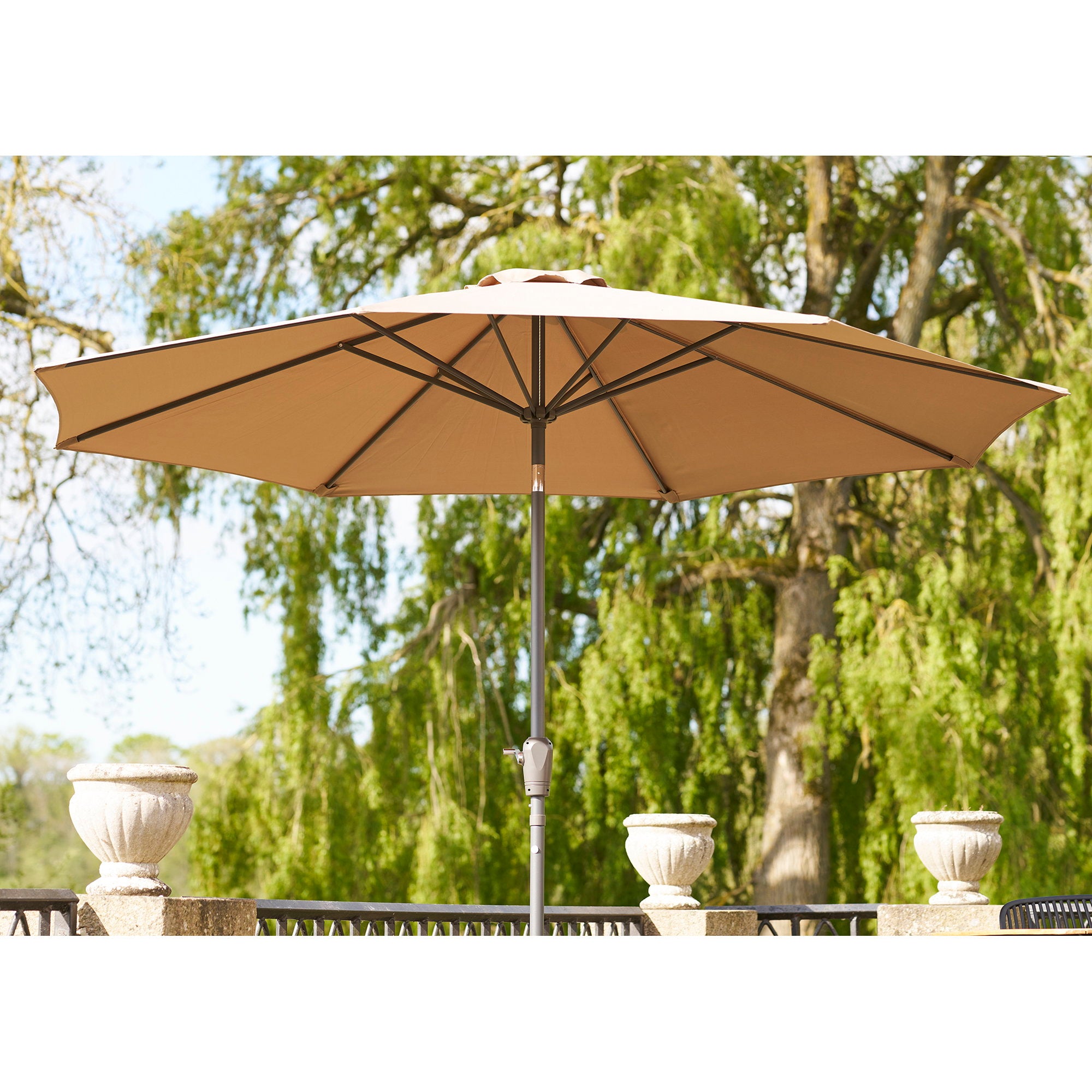 Houston Parasol - Parasol with crank and tilt, metal pole, sand, ø300 cm