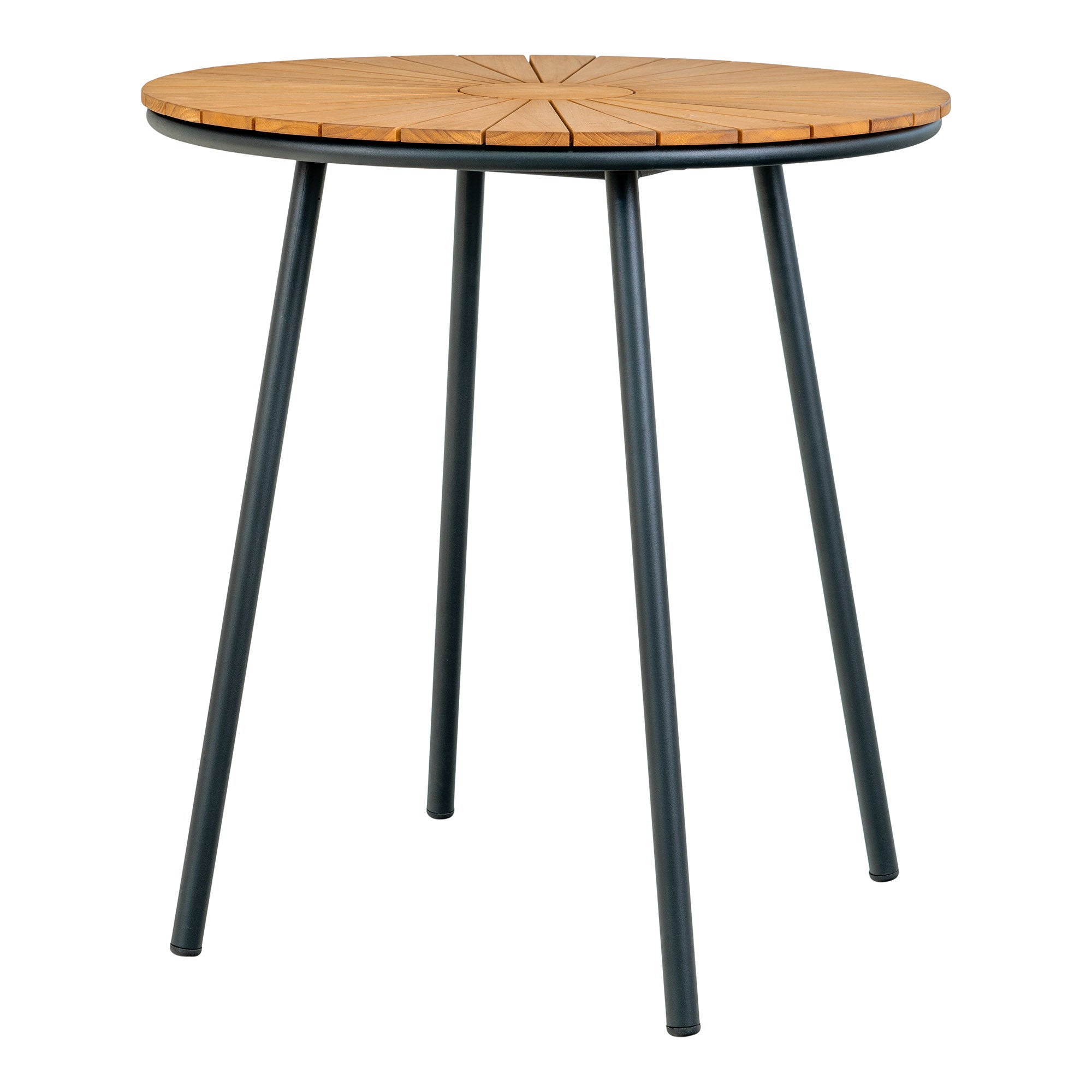 Cleveland Bistro Table - Bistro table, teak table top, natural, black legs ø70x74 cm