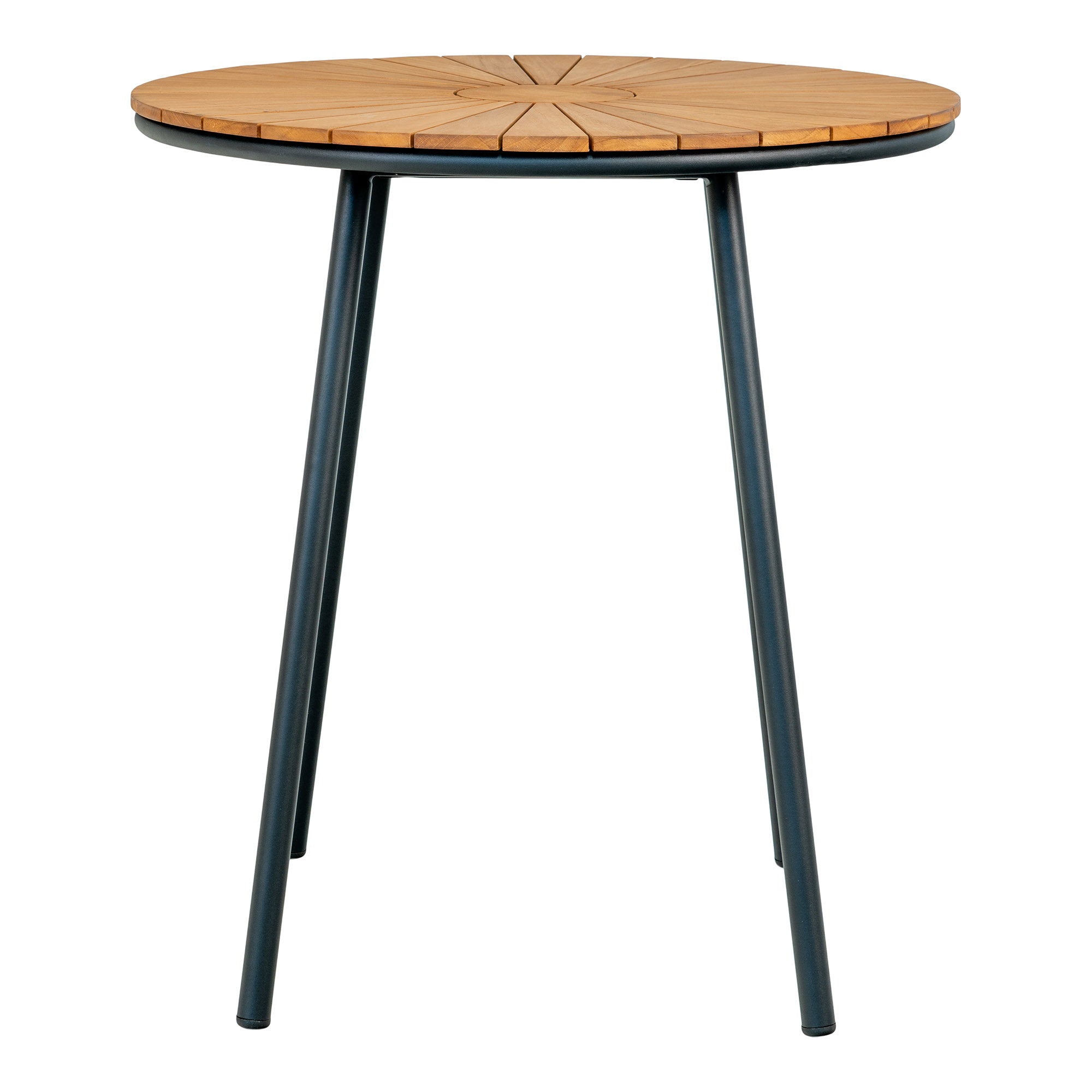 Cleveland Bistro Table - Bistro table, teak table top, natural, black legs ø70x74 cm