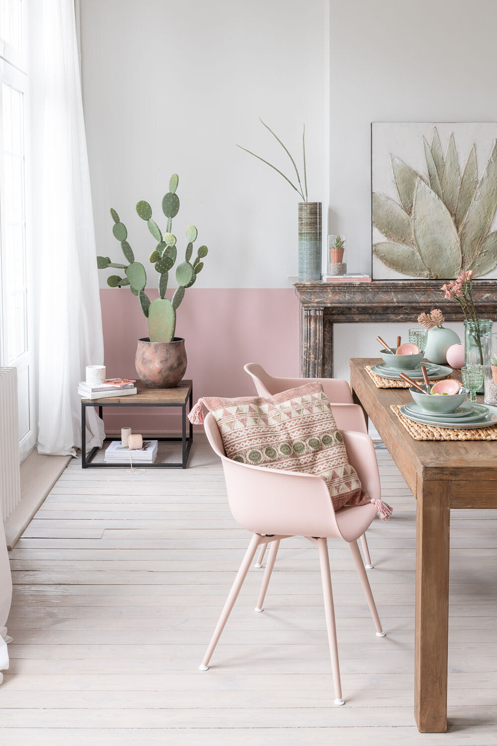Side Table Wood/Metal Brown+Black