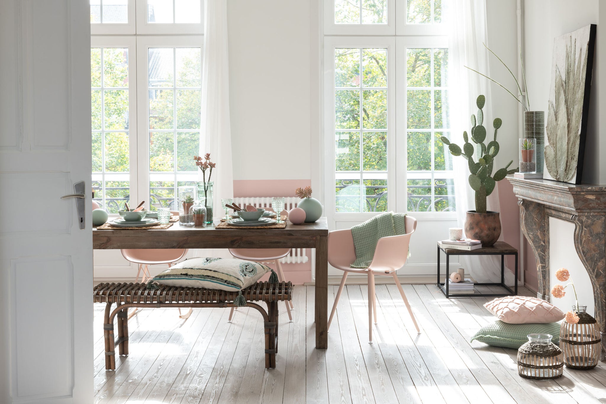 Side Table Wood/Metal Brown+Black