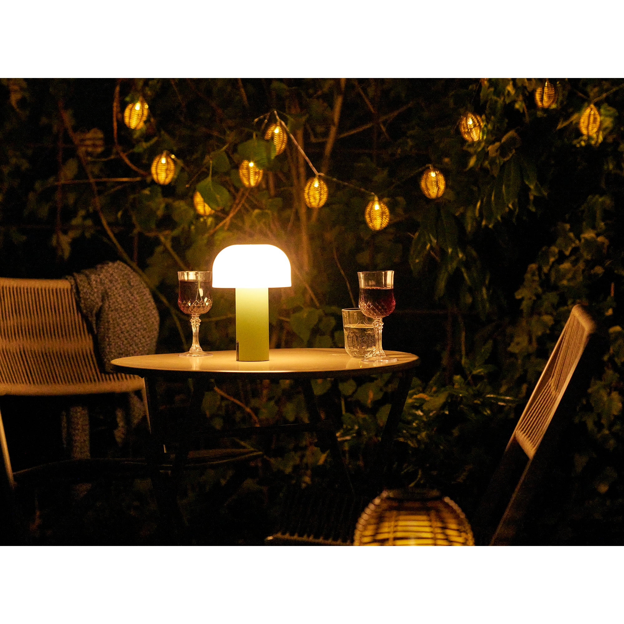 Soham LED Lamp - Lamp, rechargeable, white/green