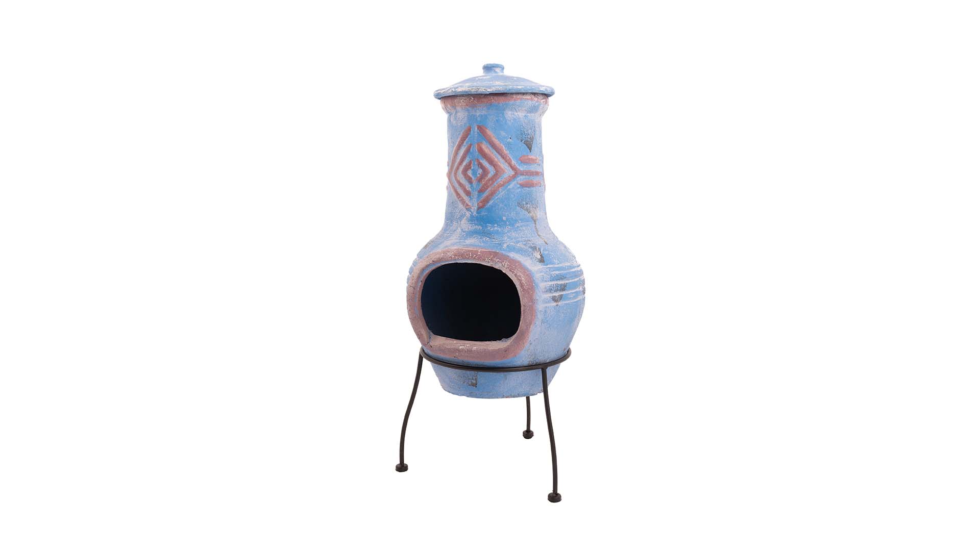 Chimenea Colima Kleihaard Blauw/Rood