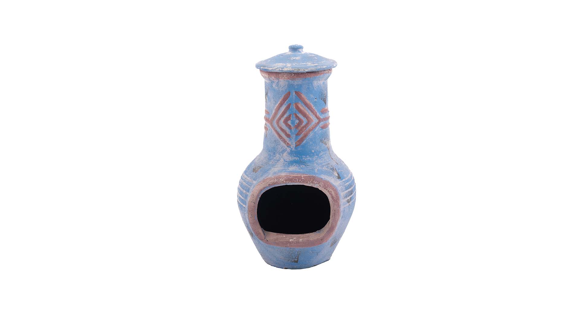 Chimenea Colima Kleihaard Blauw/Rood