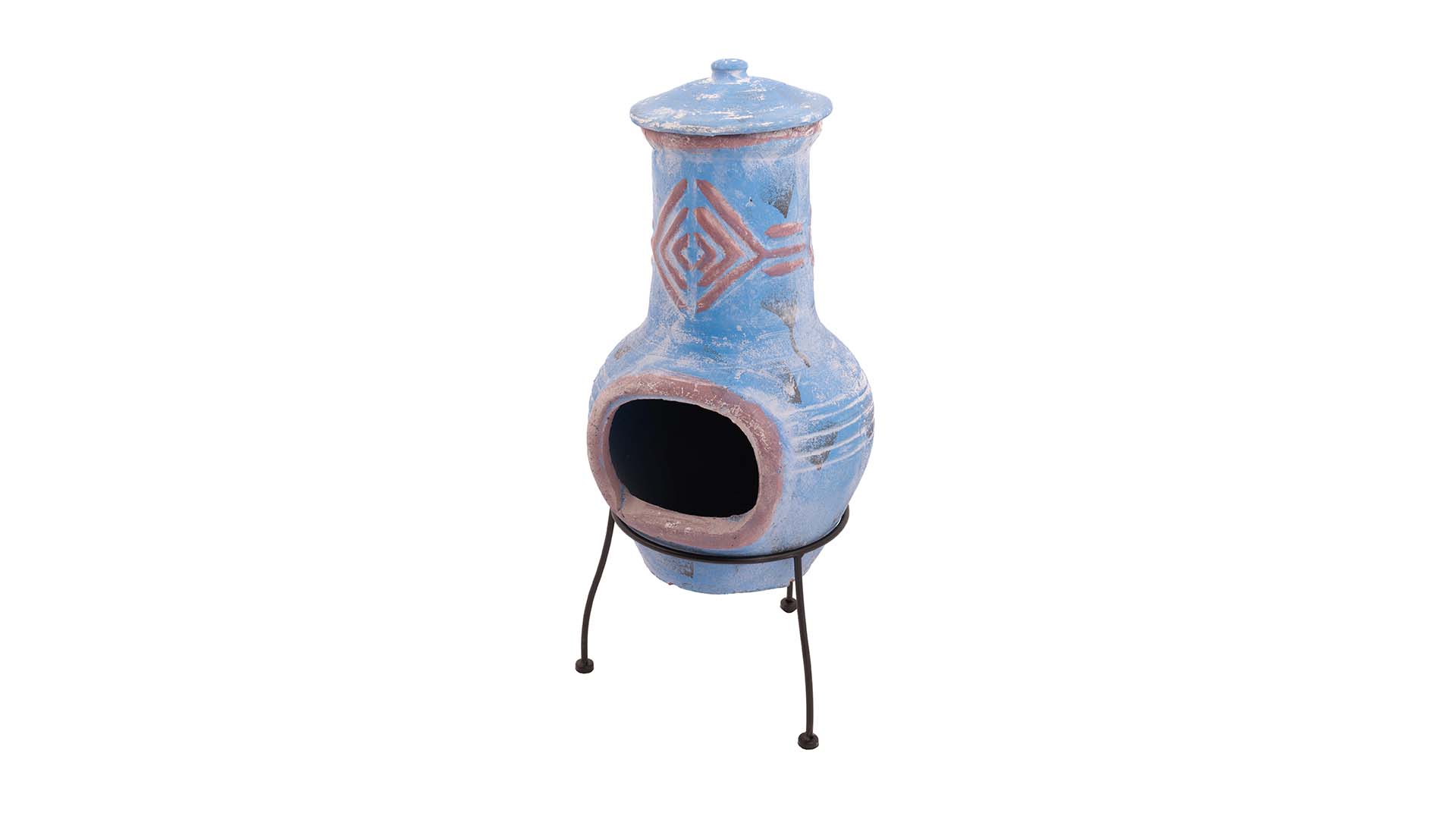 Chimenea Colima Kleihaard Blauw/Rood