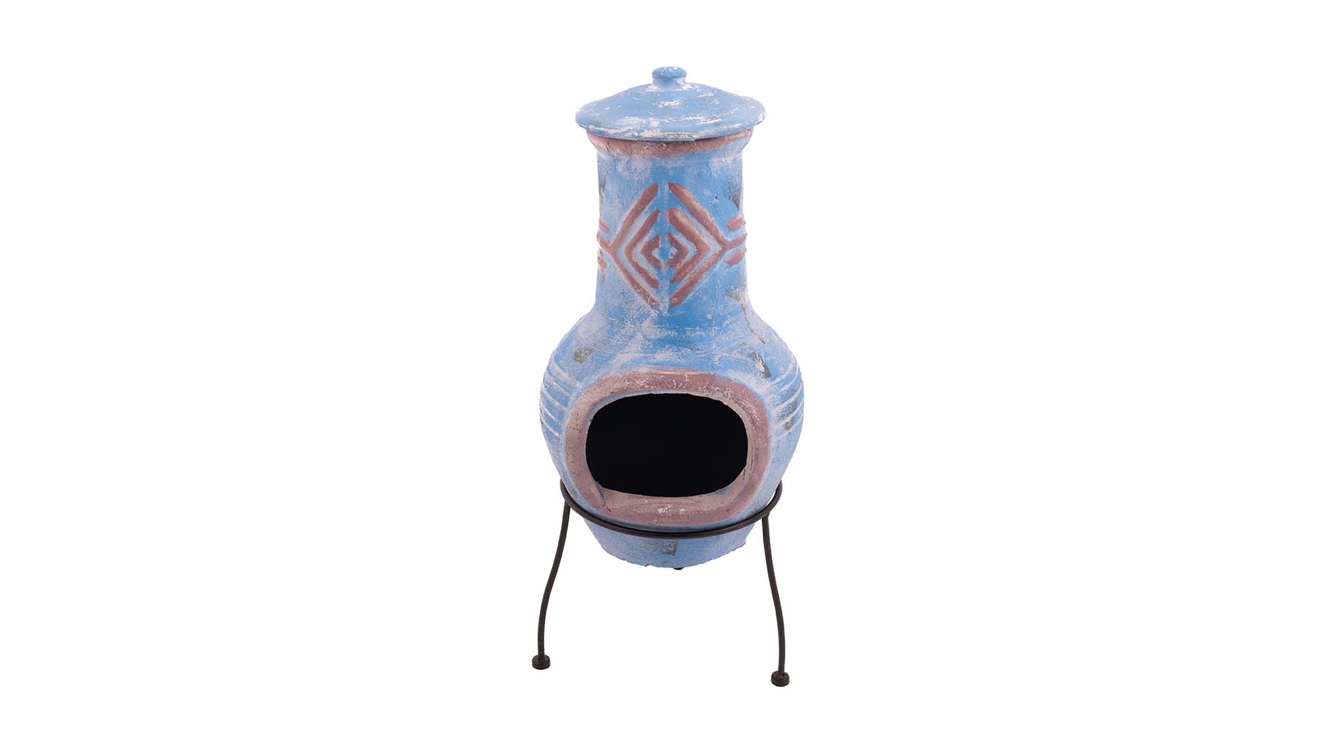Colima Schornstein Lehmkamin Blau/Rot