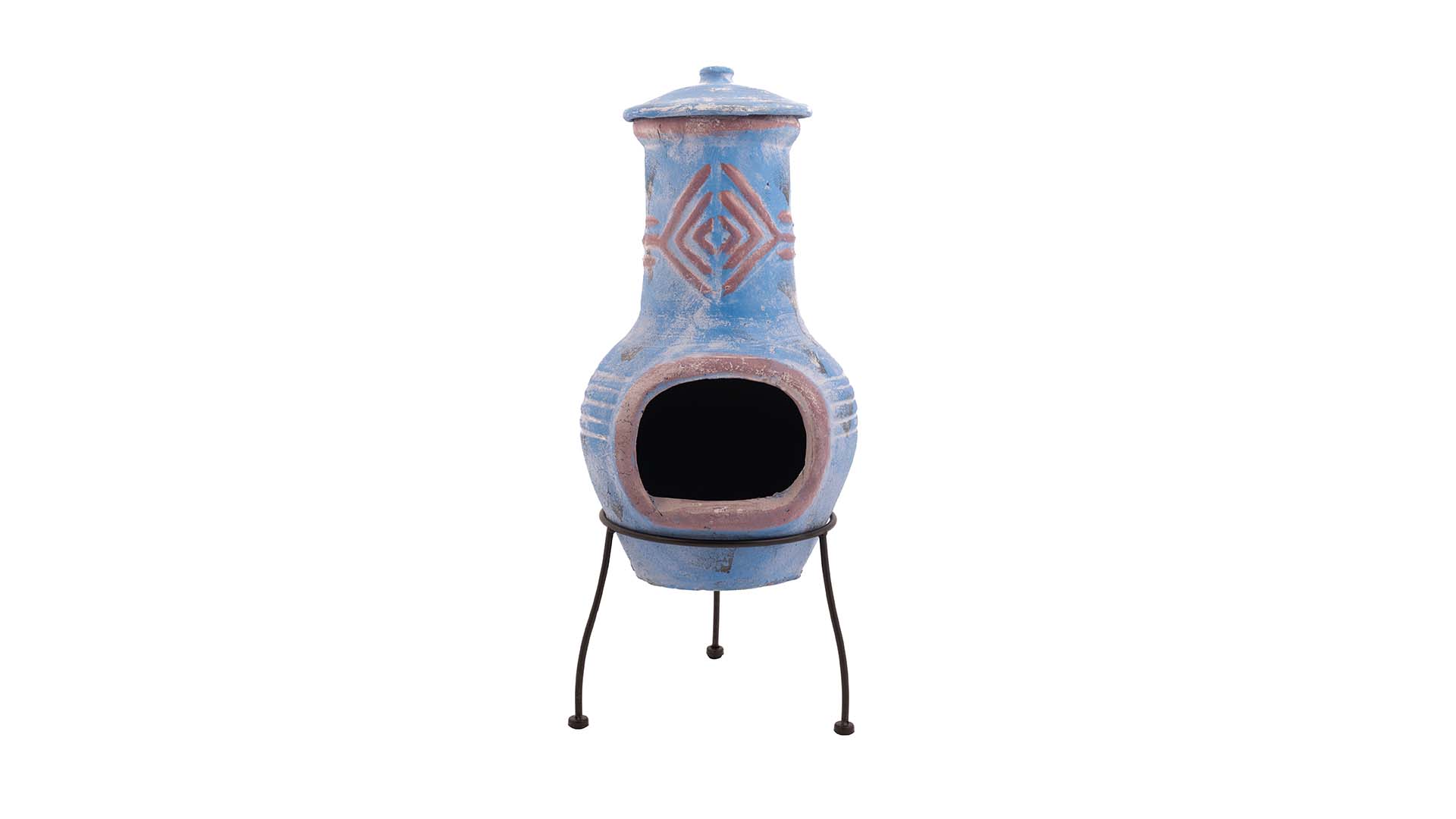Colima Schornstein Lehmkamin Blau/Rot
