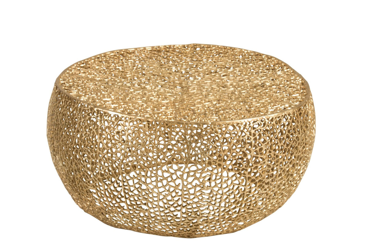 Couchtisch rund Korallenmuster Aluminium Gold