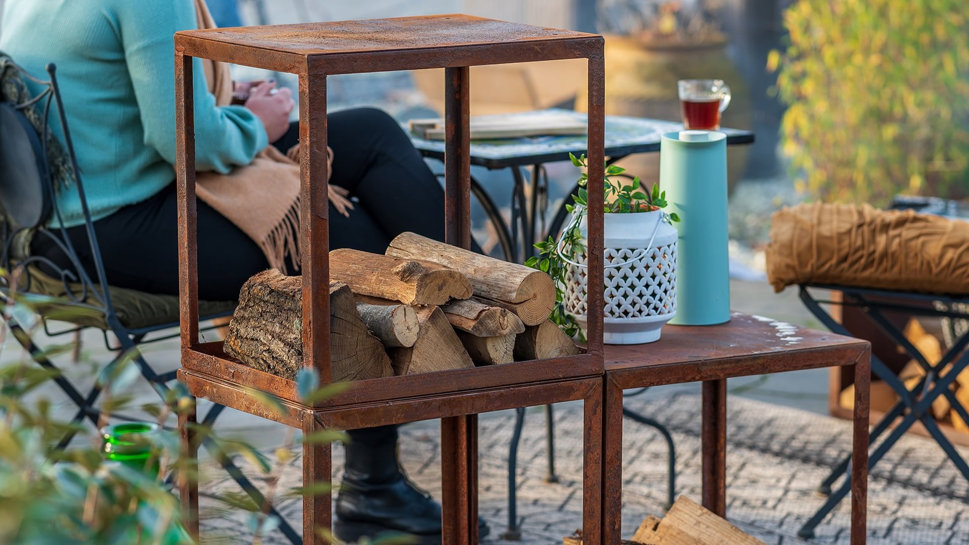 Hodr Handmade Houtopslag box 50 cm Roest