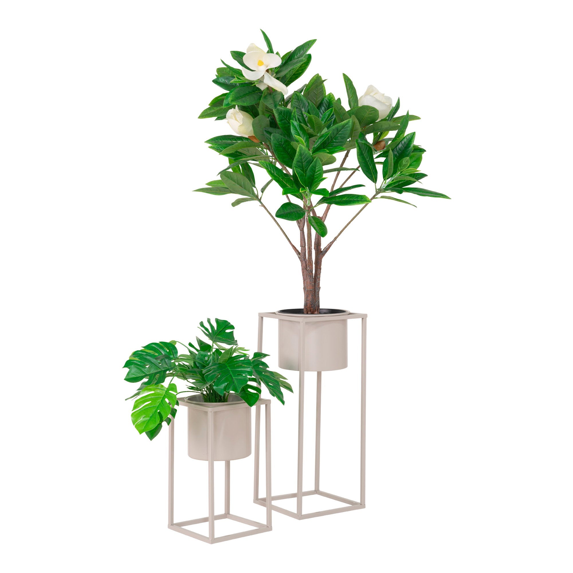 Marla Blumentöpfe – Stahl, Beige/Grau (2er-Set)