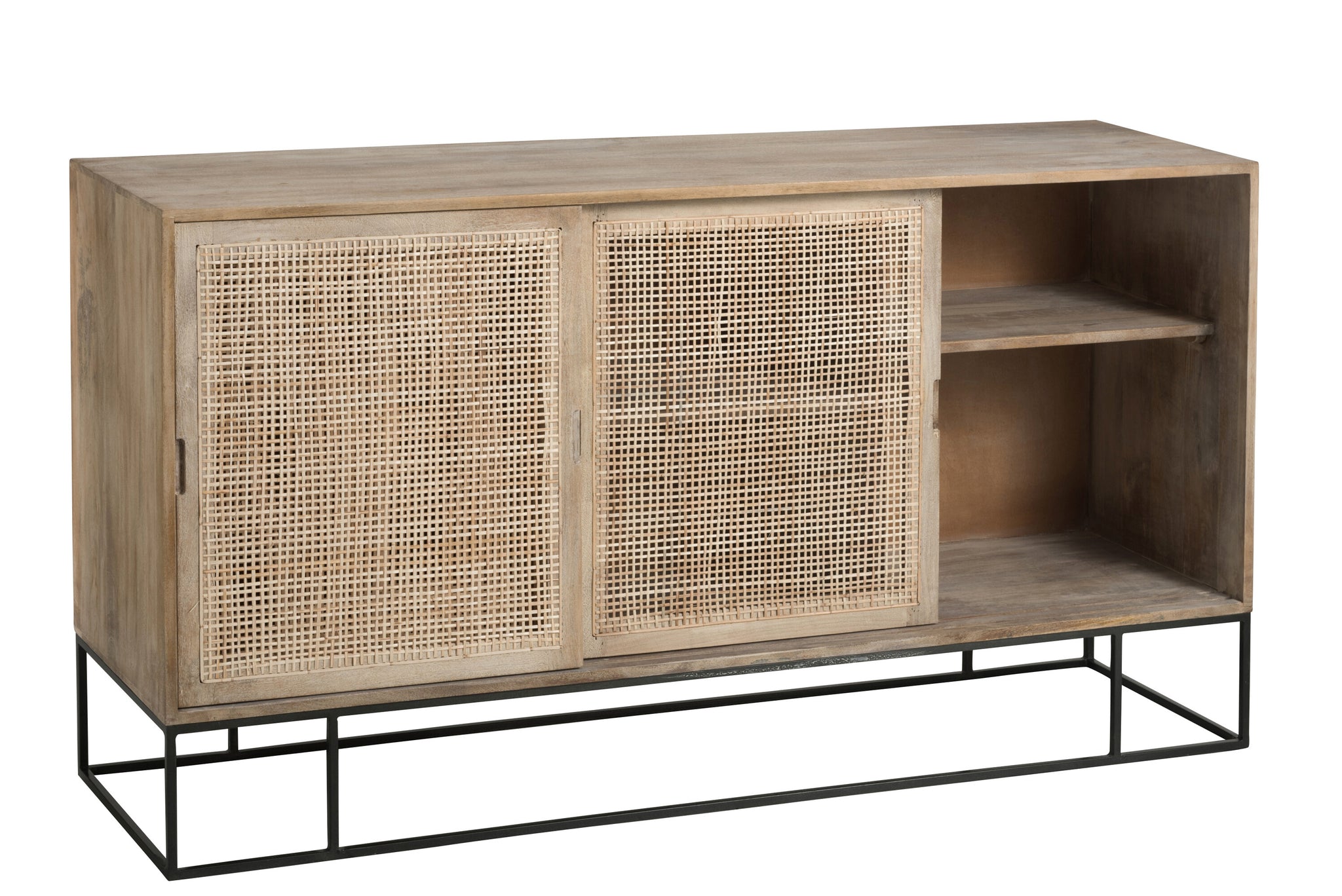 Cabinet 3Sliding Doors Woven Reed Mango Wood Natural